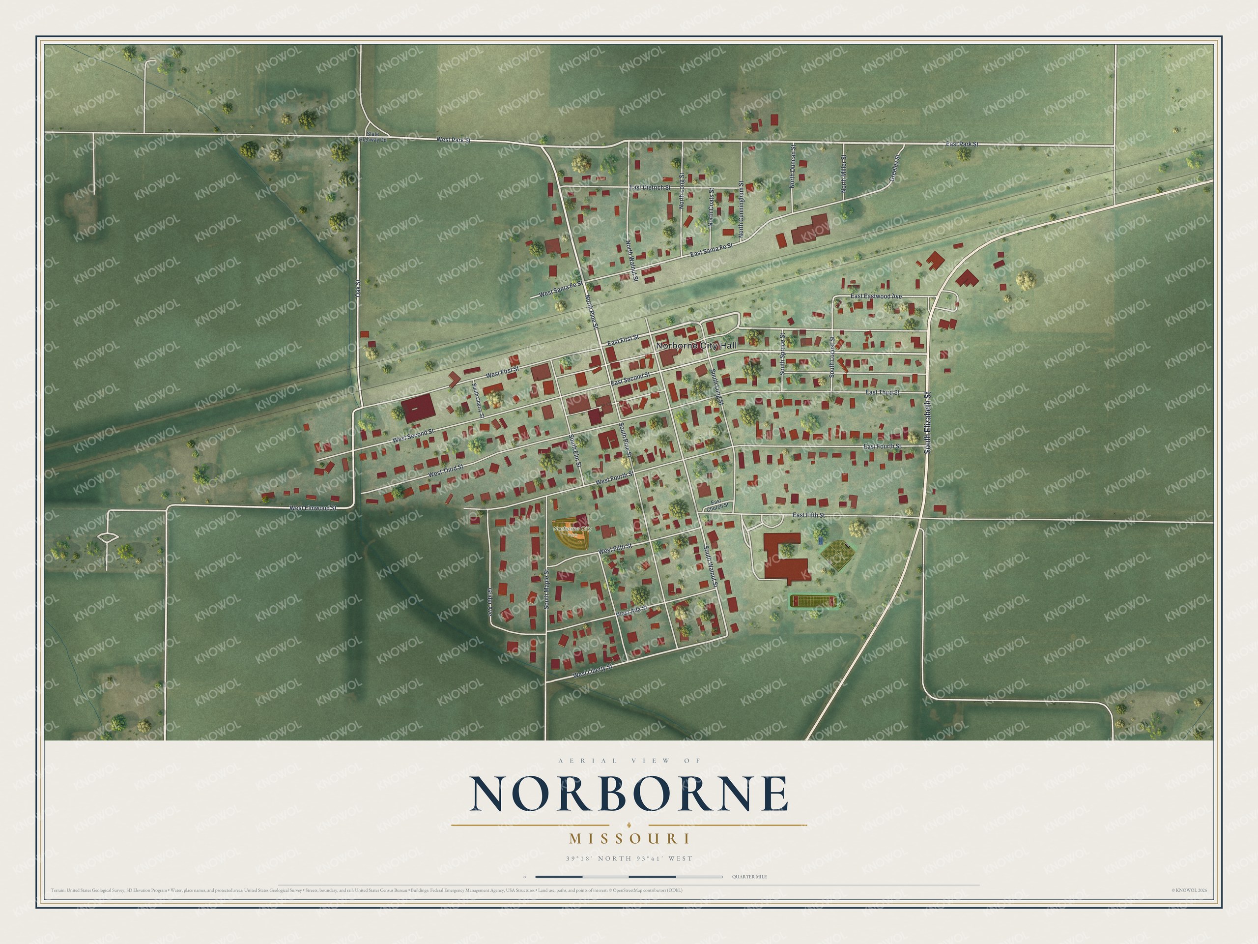 Watermarked full-map preview of Norborne, Missouri