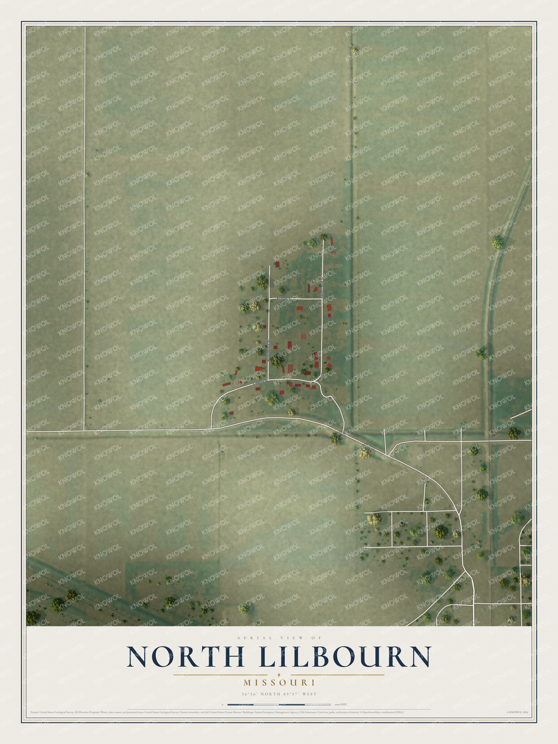 Watermarked full-map preview of North Lilbourn, Missouri