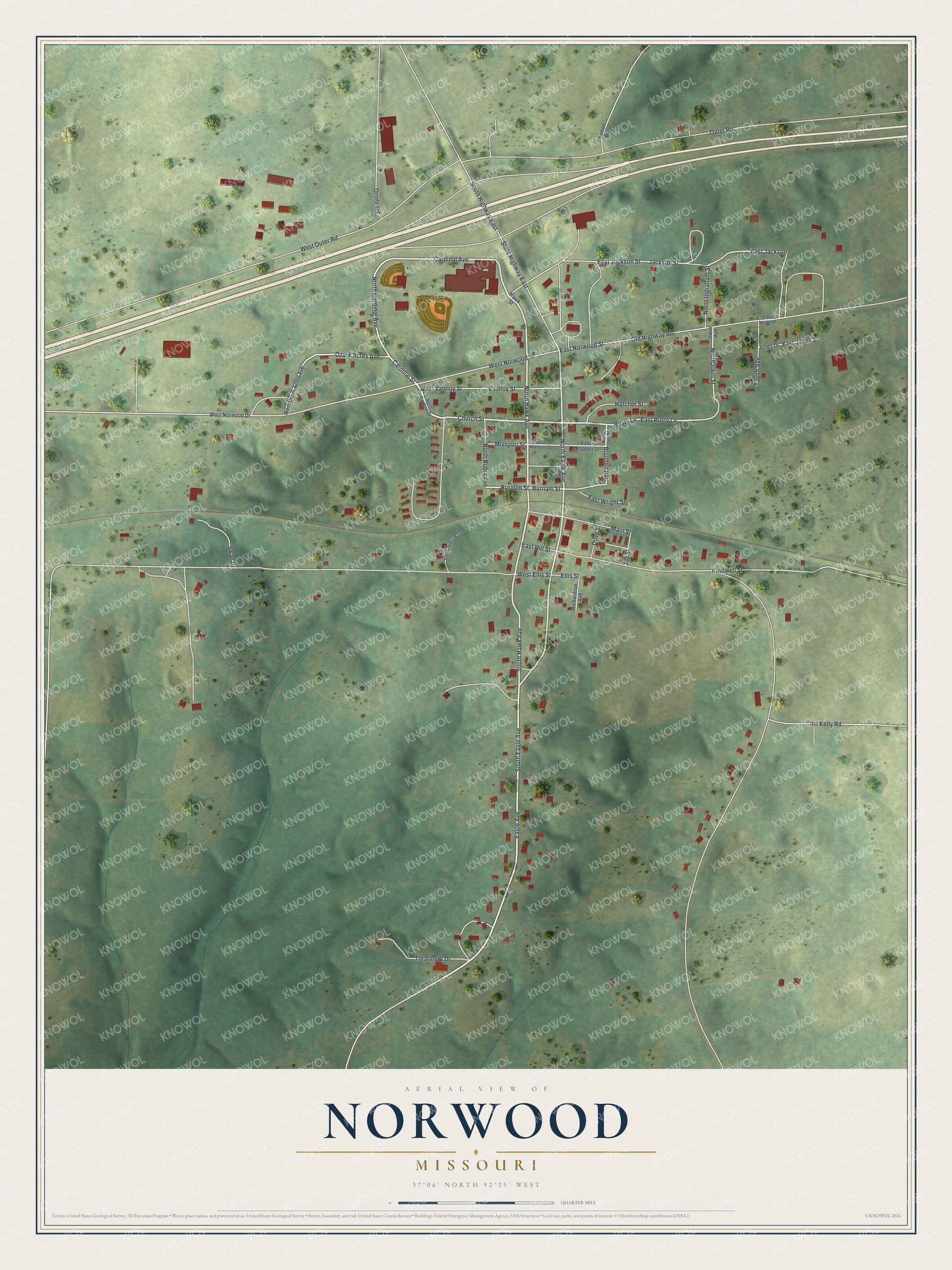 Watermarked full-map preview of Norwood, Missouri