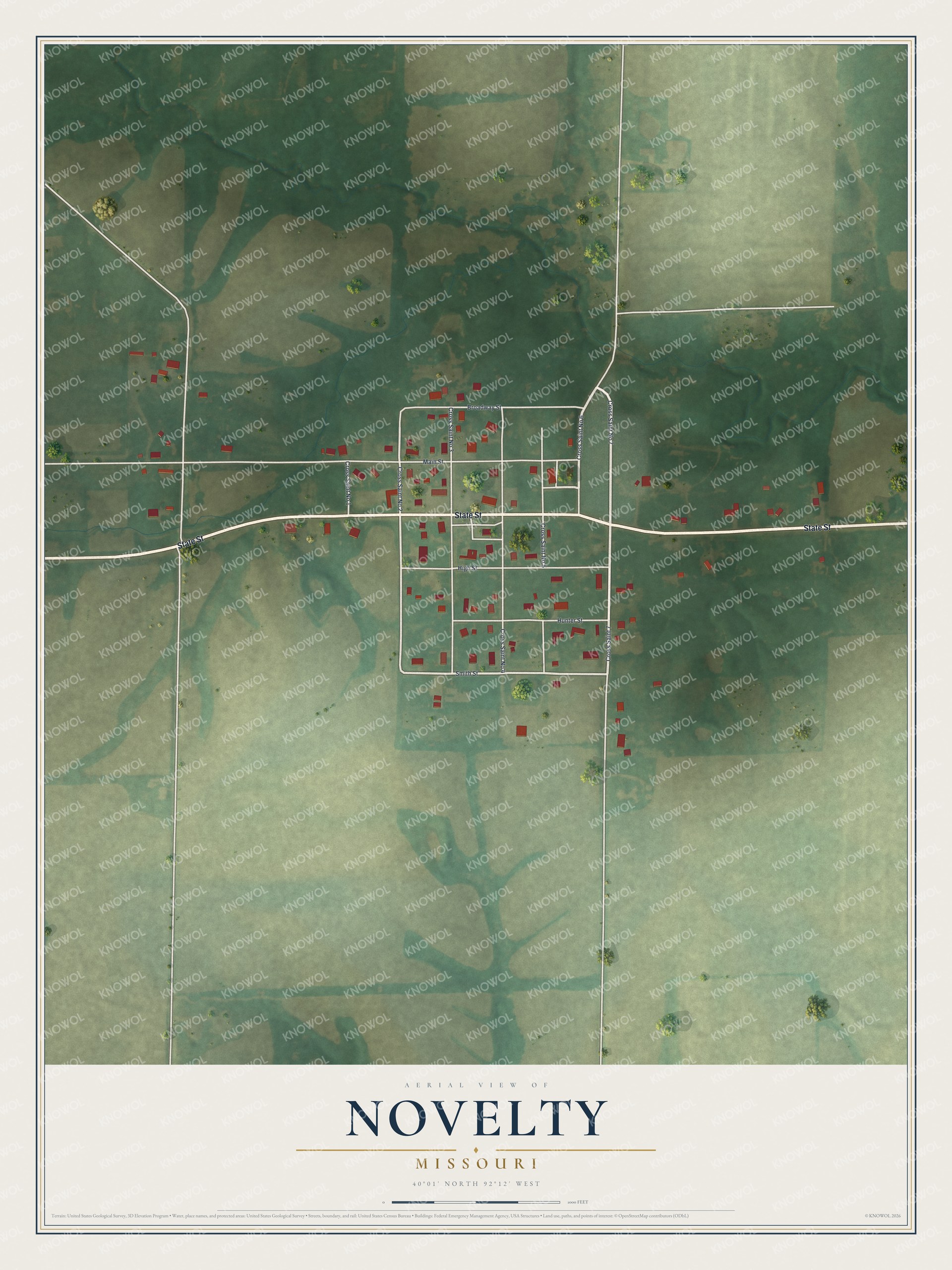 Watermarked full-map preview of Novelty, Missouri