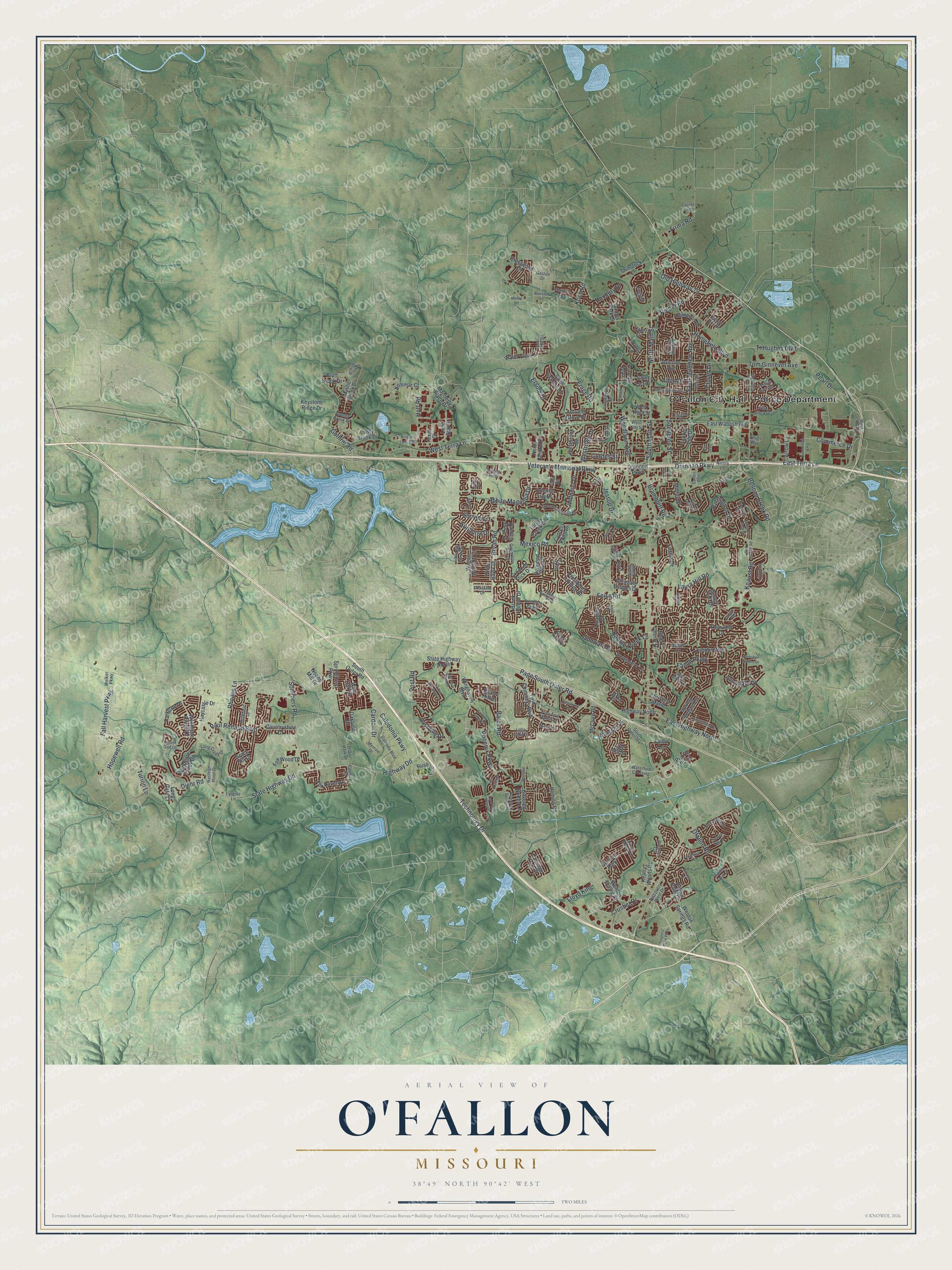 Watermarked full-map preview of O'Fallon, Missouri