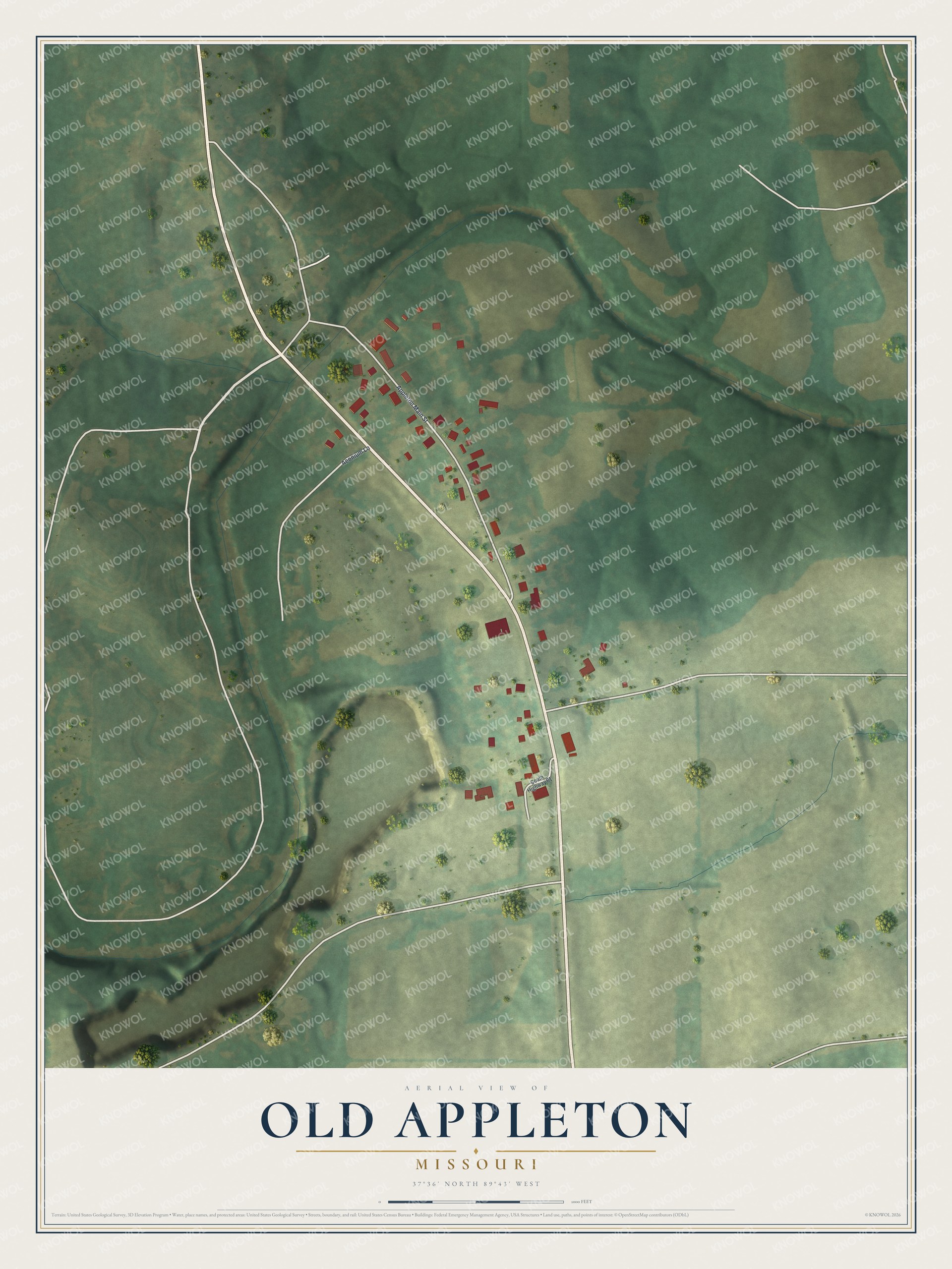 Watermarked full-map preview of Old Appleton, Missouri