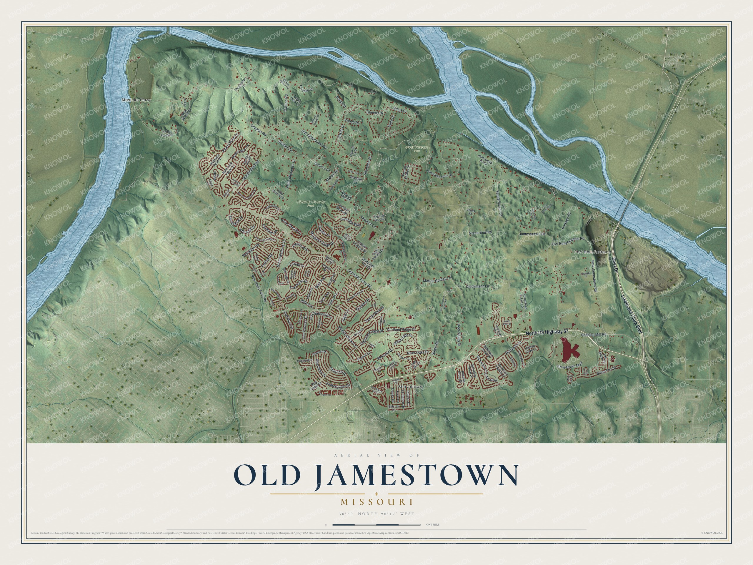 Watermarked full-map preview of Old Jamestown, Missouri
