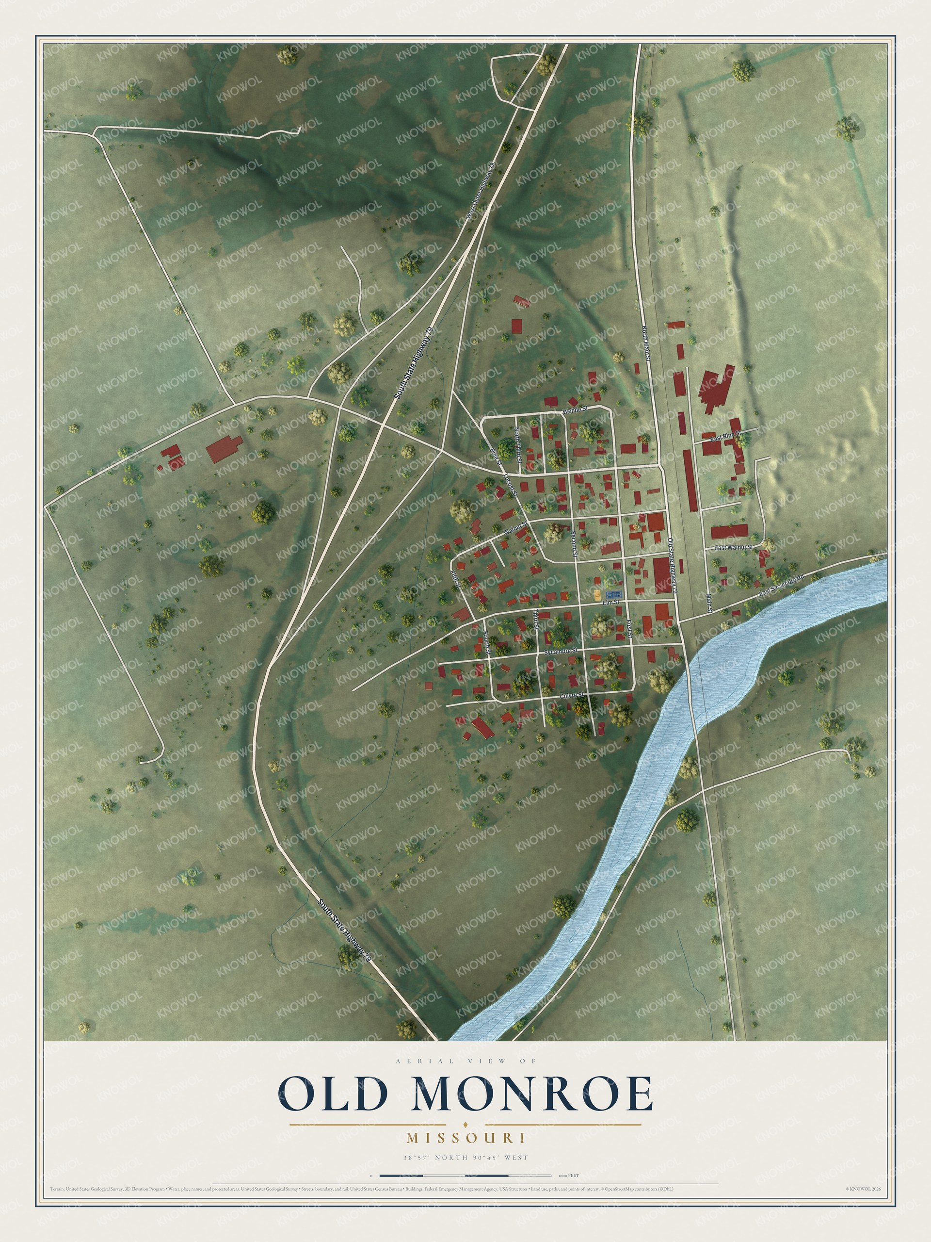 Watermarked full-map preview of Old Monroe, Missouri