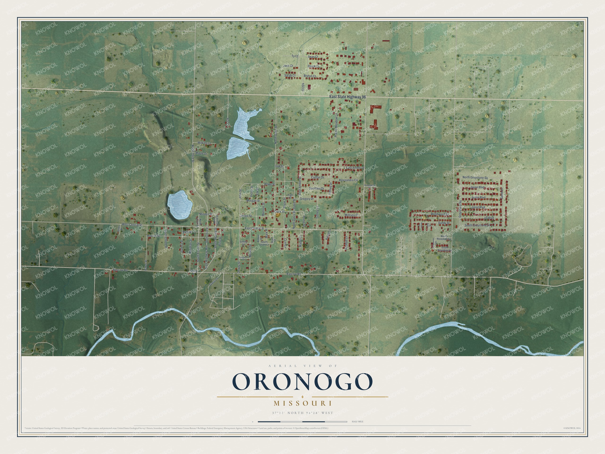 Watermarked full-map preview of Oronogo, Missouri