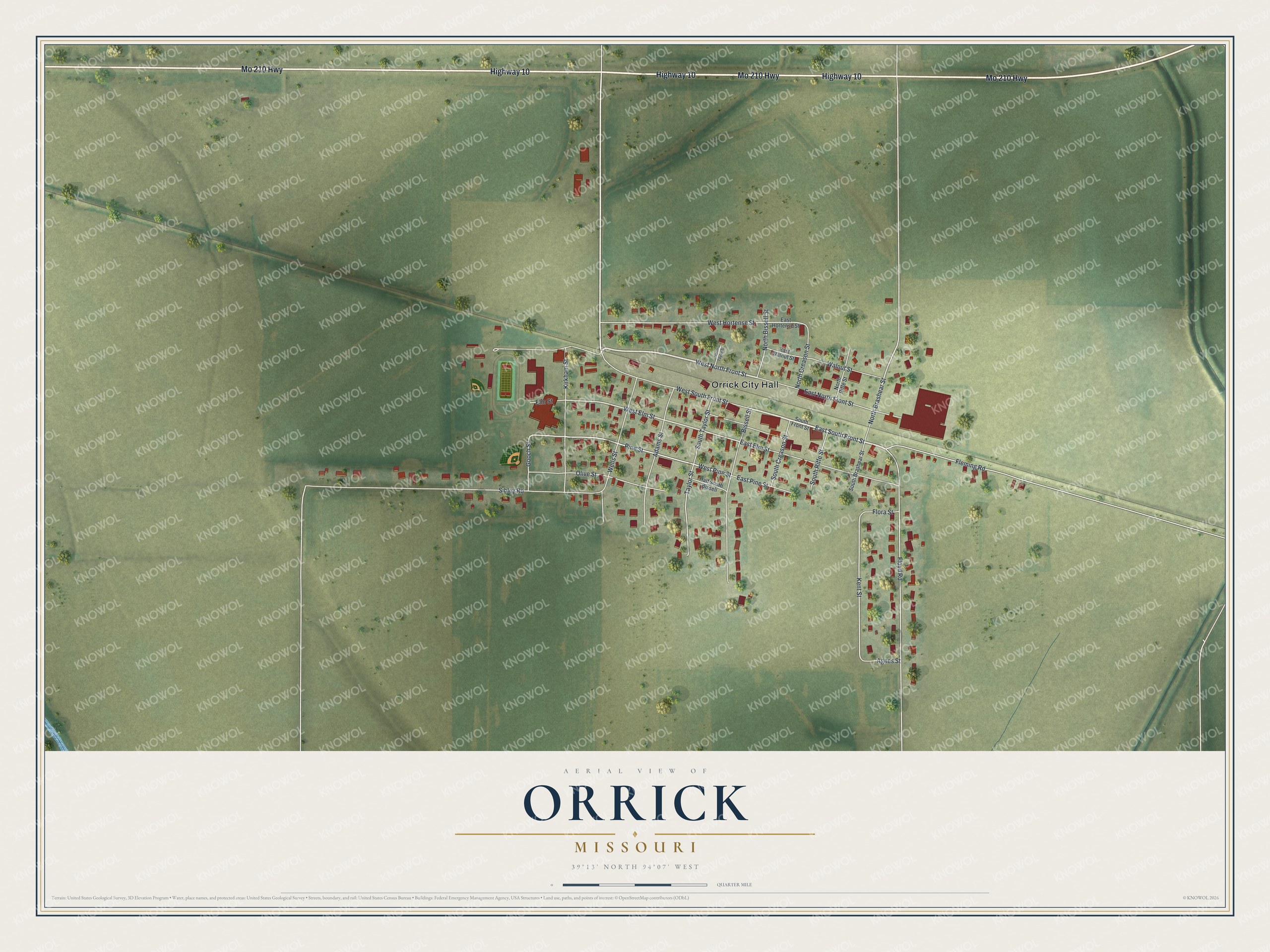 Watermarked full-map preview of Orrick, Missouri