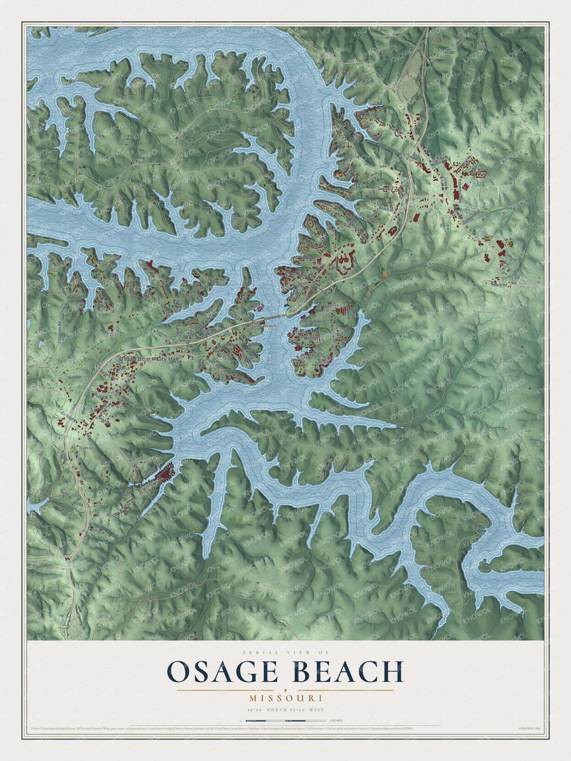 Watermarked full-map preview of Osage Beach, Missouri