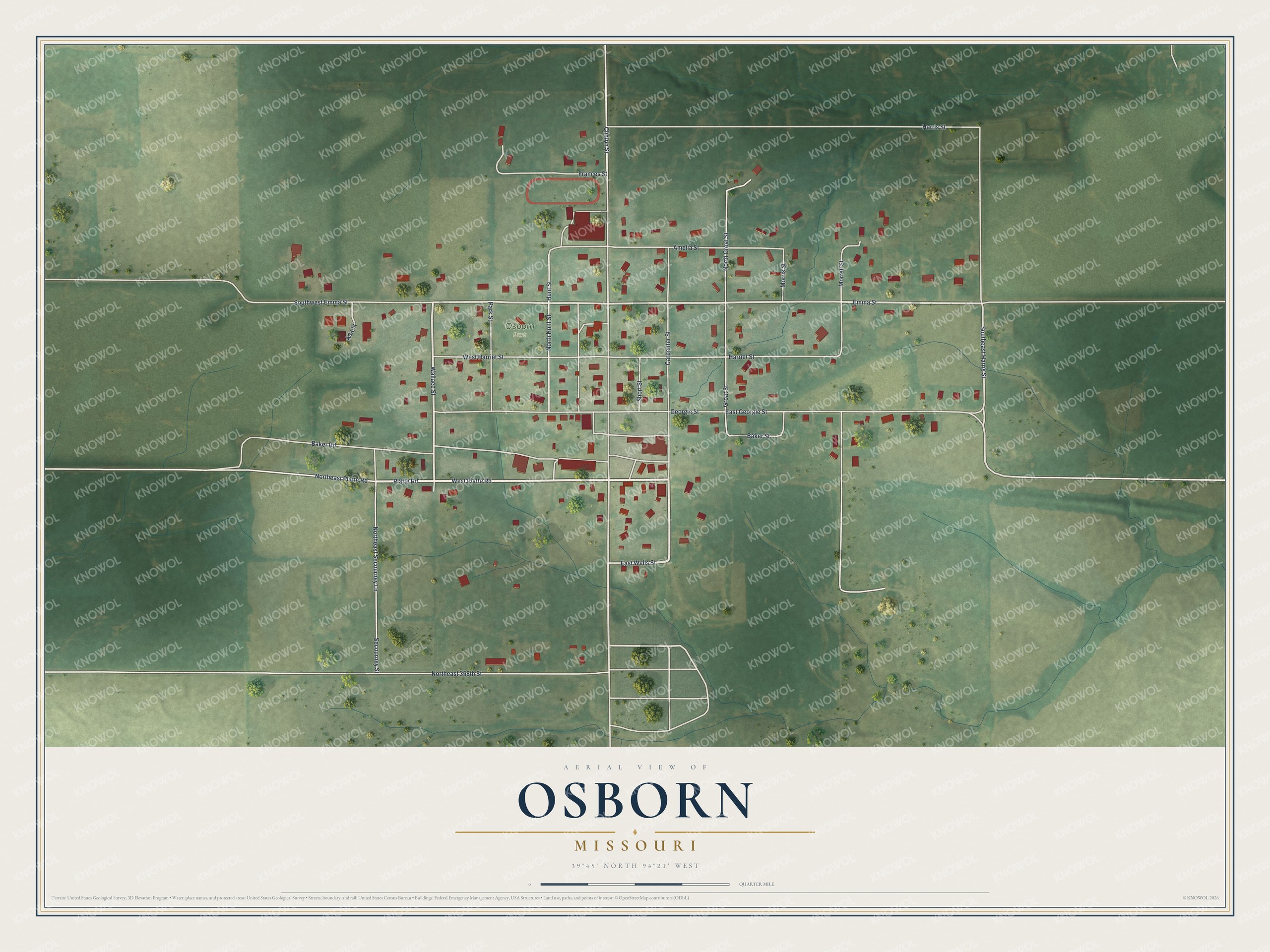 Watermarked full-map preview of Osborn, Missouri