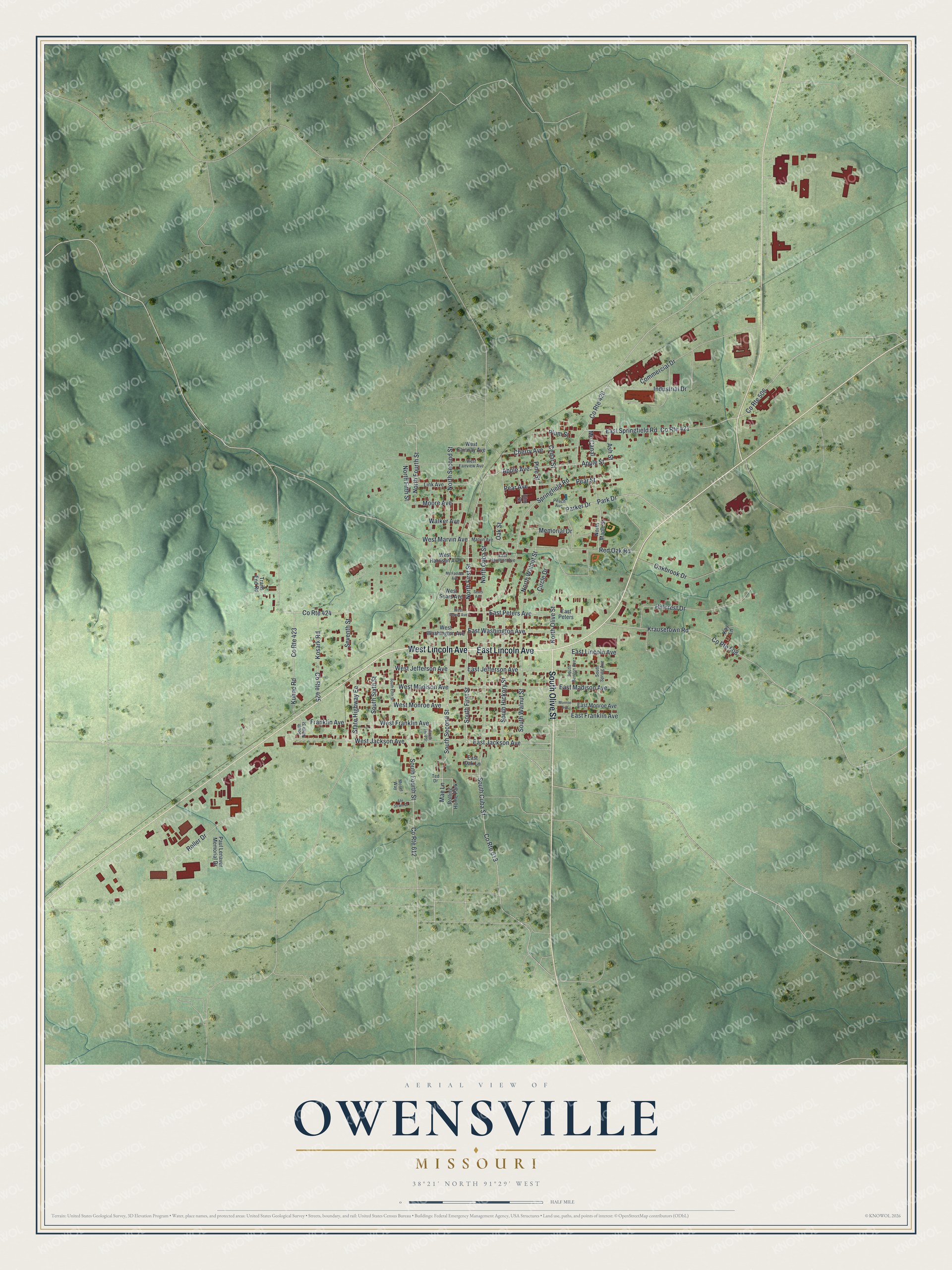 Watermarked full-map preview of Owensville, Missouri