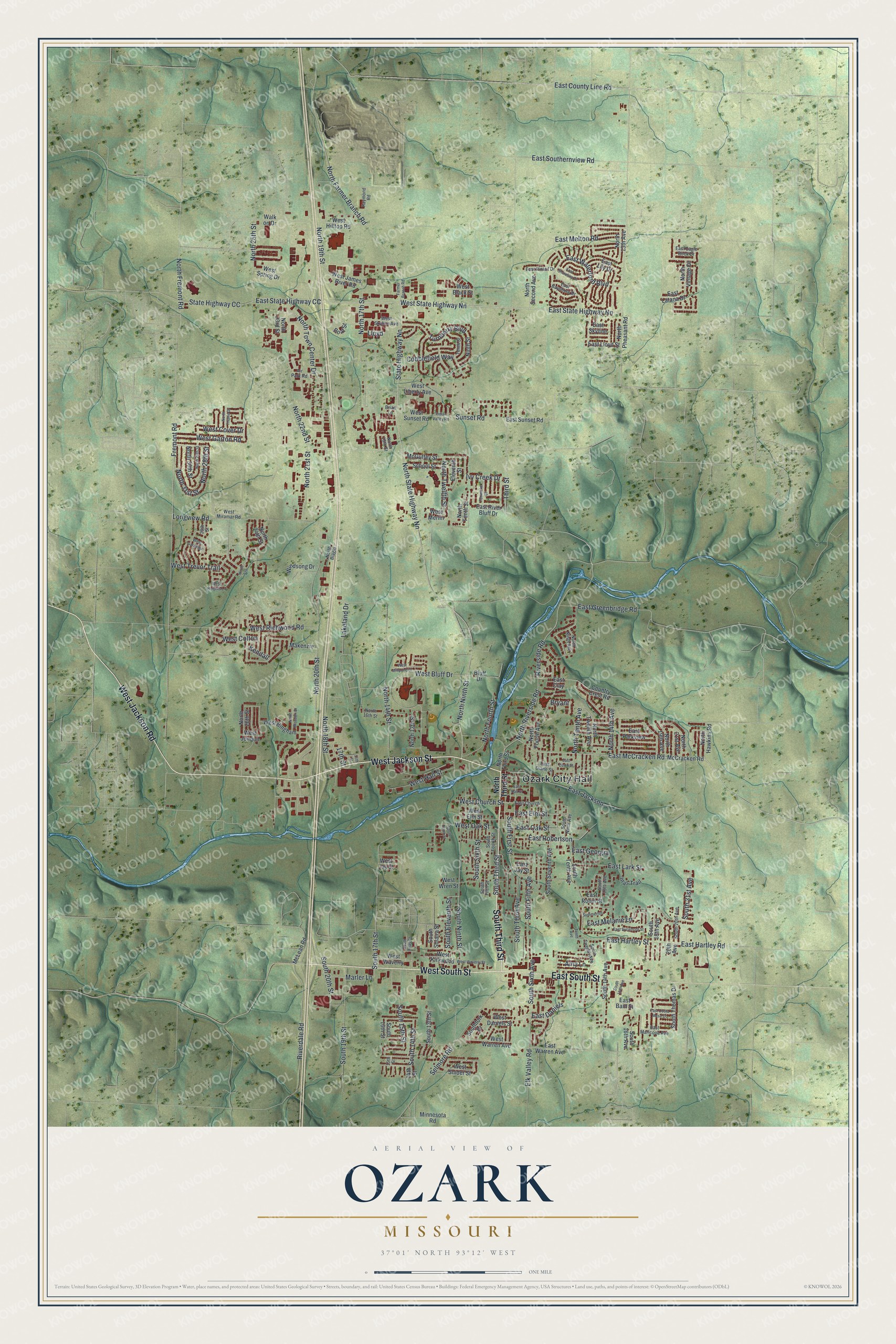 Watermarked full-map preview of Ozark, Missouri