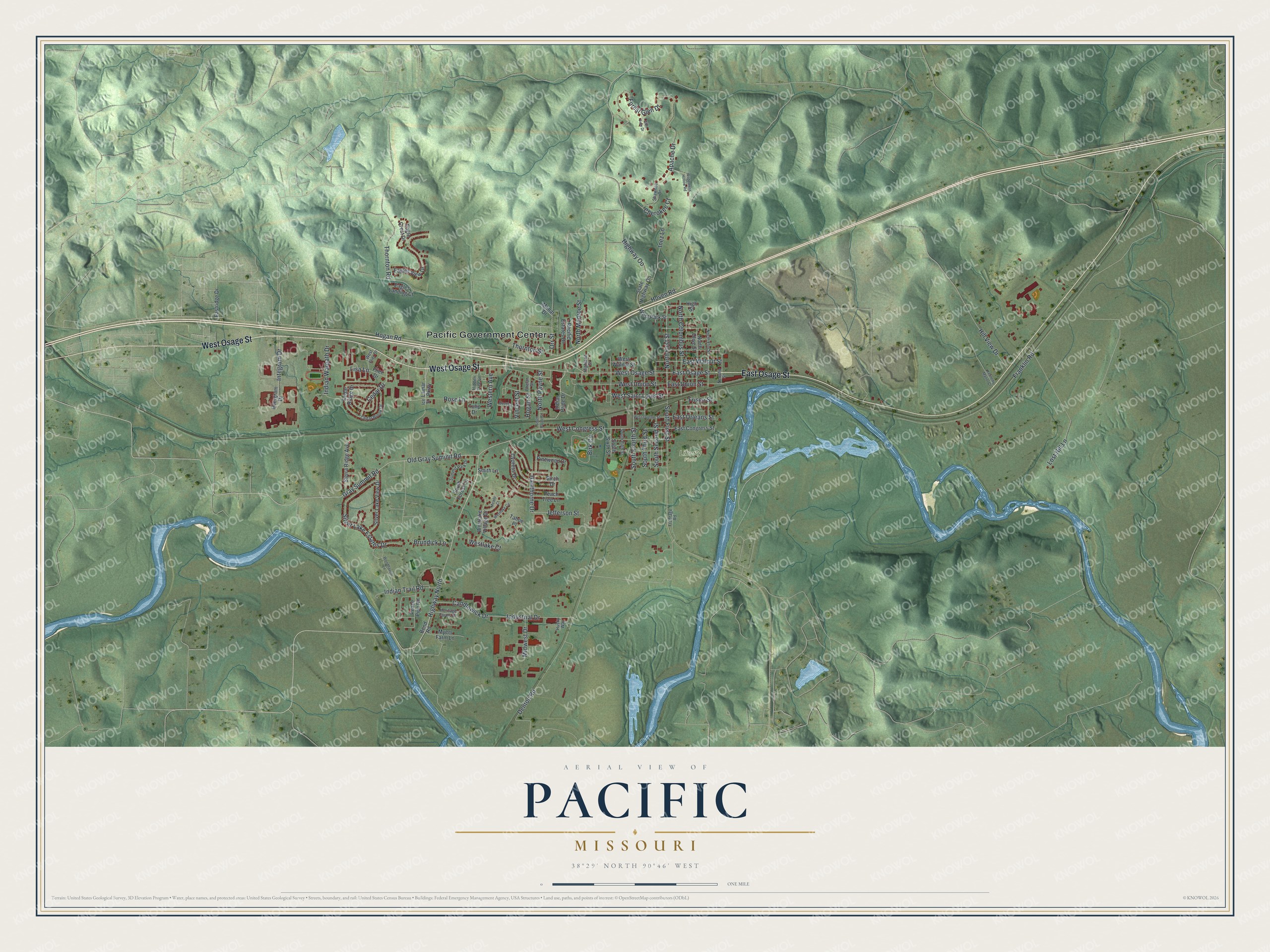 Watermarked full-map preview of Pacific, Missouri