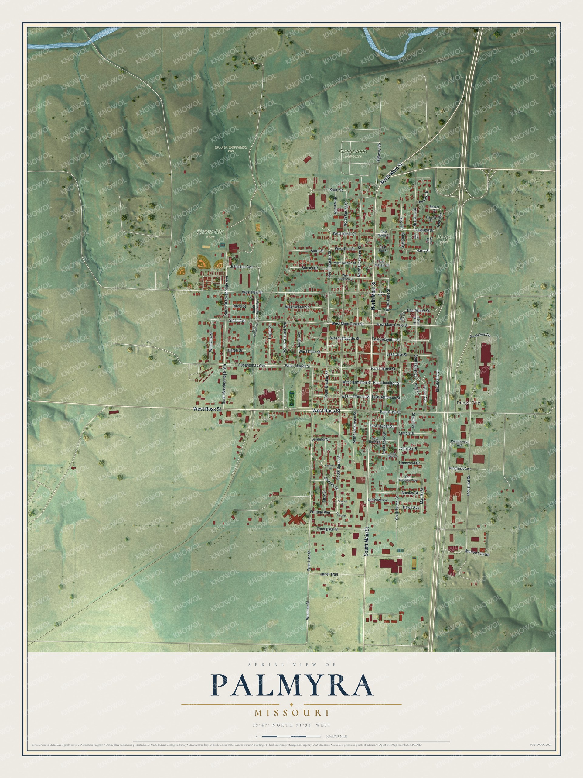 Watermarked full-map preview of Palmyra, Missouri
