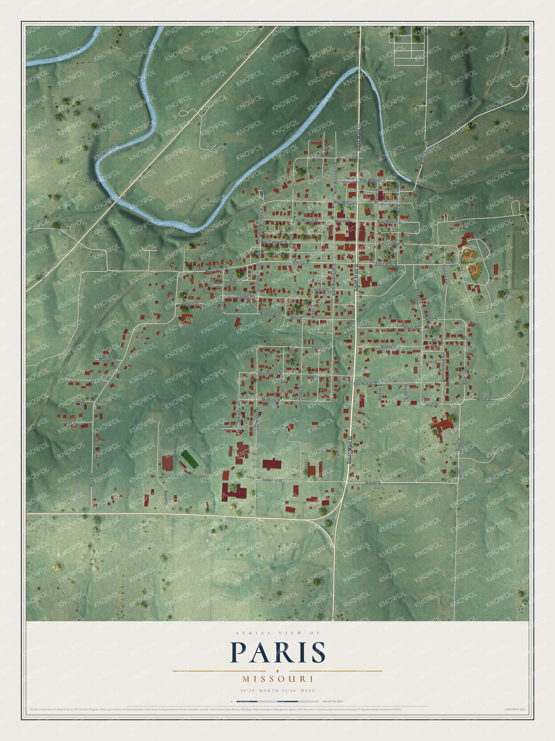 Watermarked full-map preview of Paris, Missouri
