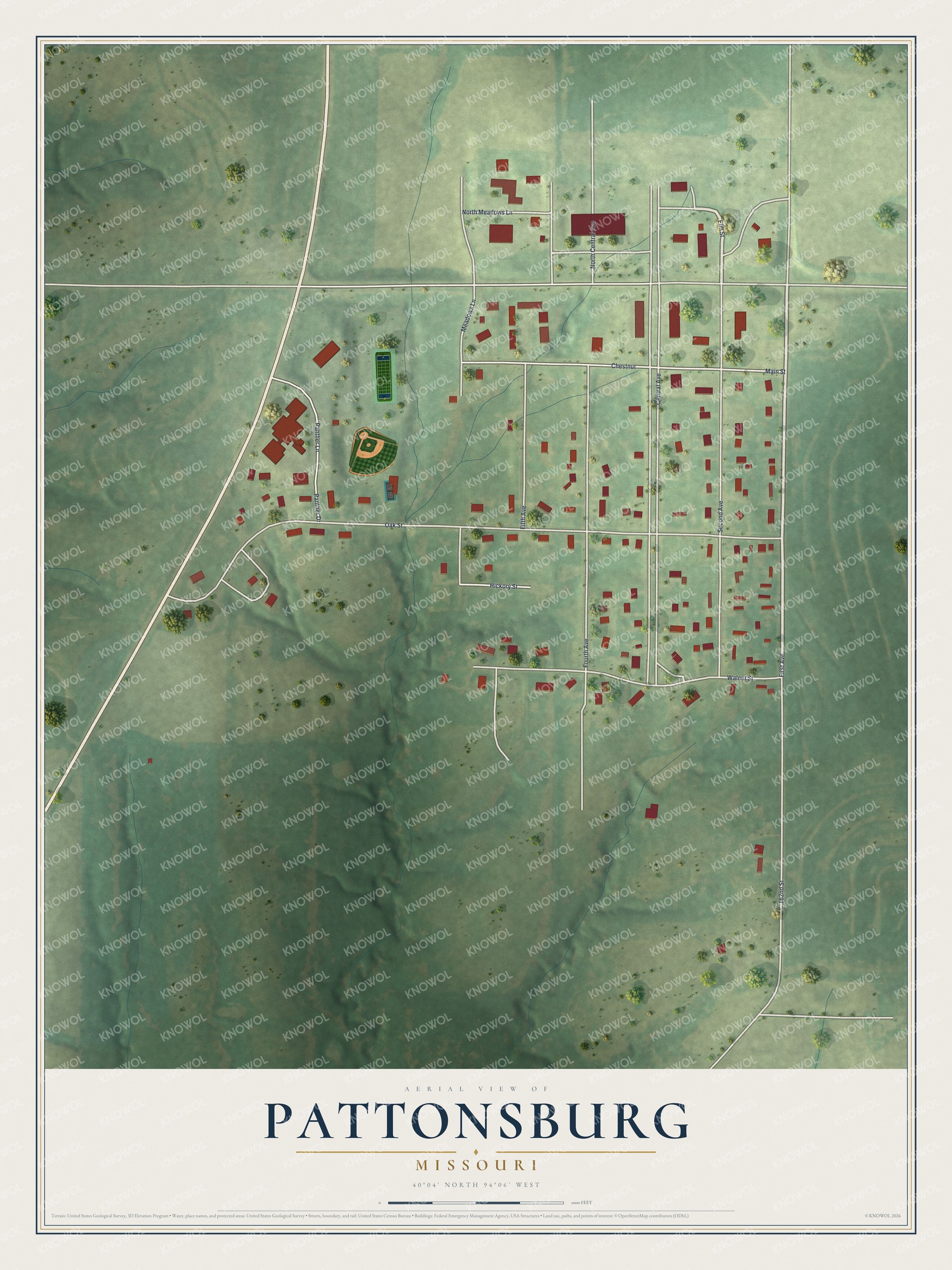 Watermarked full-map preview of Pattonsburg, Missouri