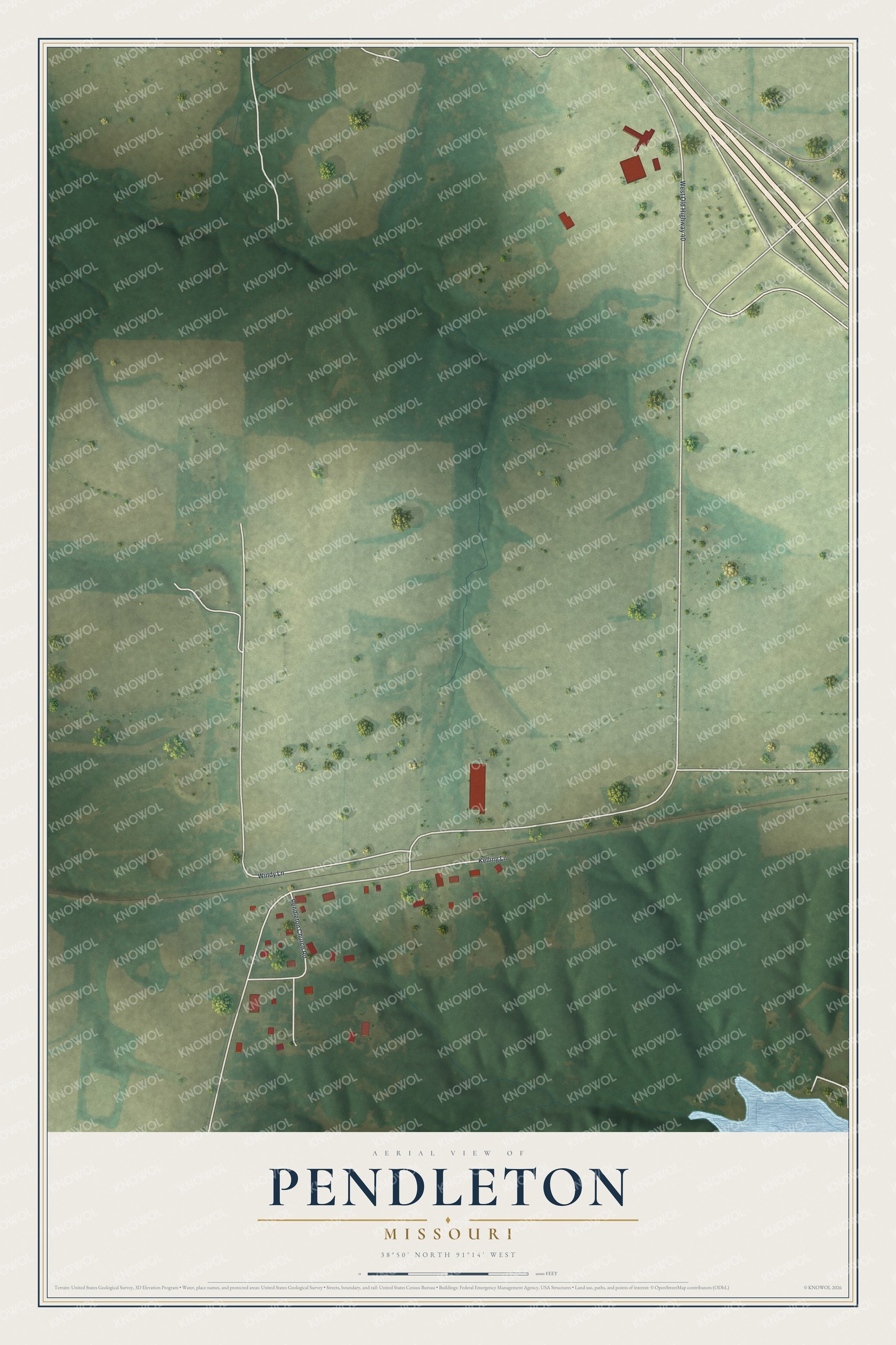 Watermarked full-map preview of Pendleton, Missouri