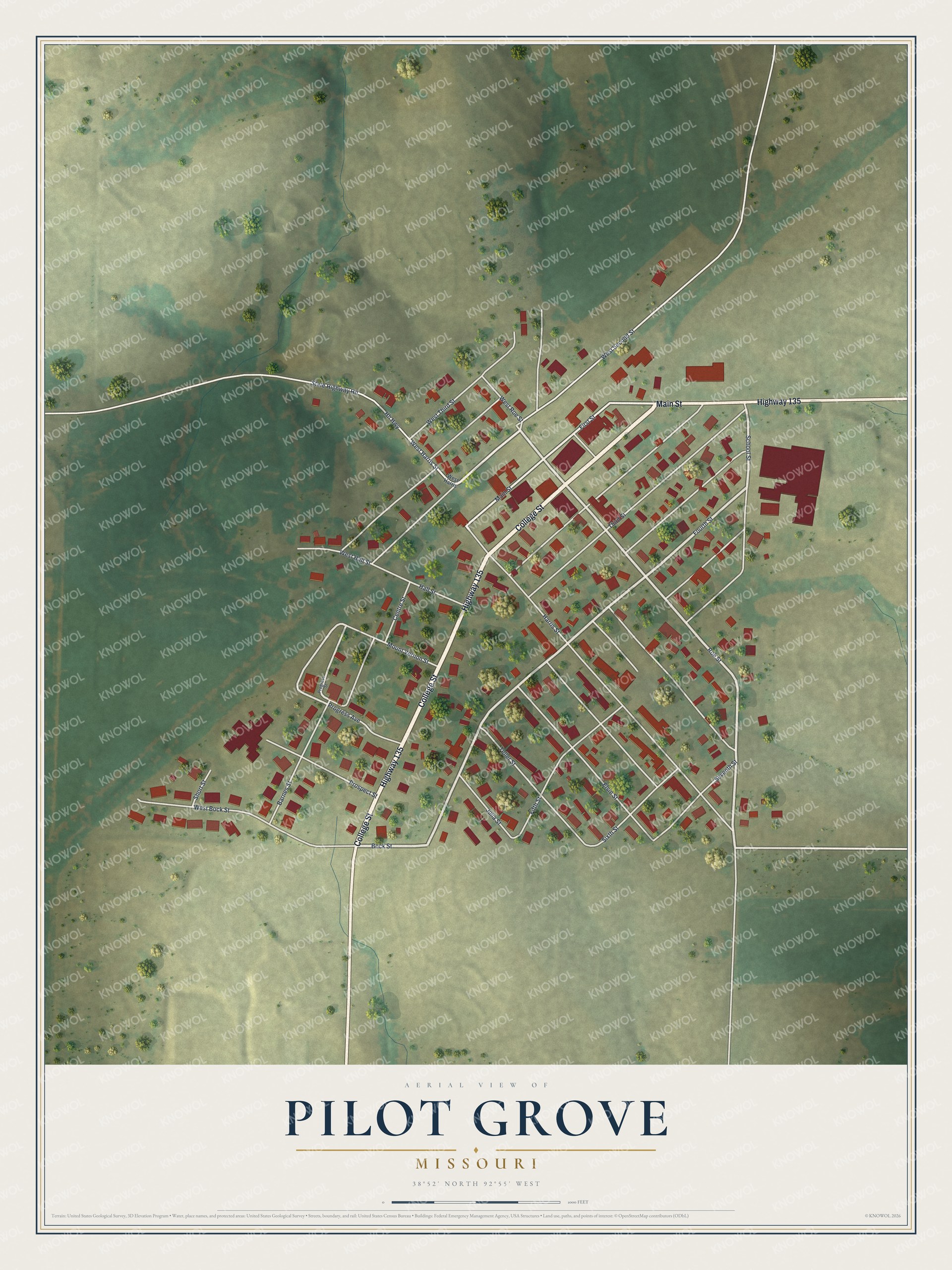 Watermarked full-map preview of Pilot Grove, Missouri
