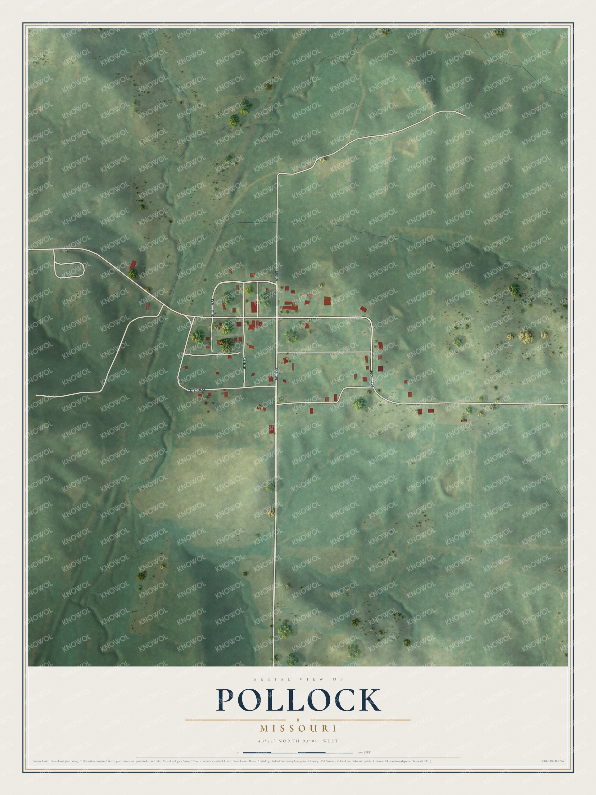 Watermarked full-map preview of Pollock, Missouri