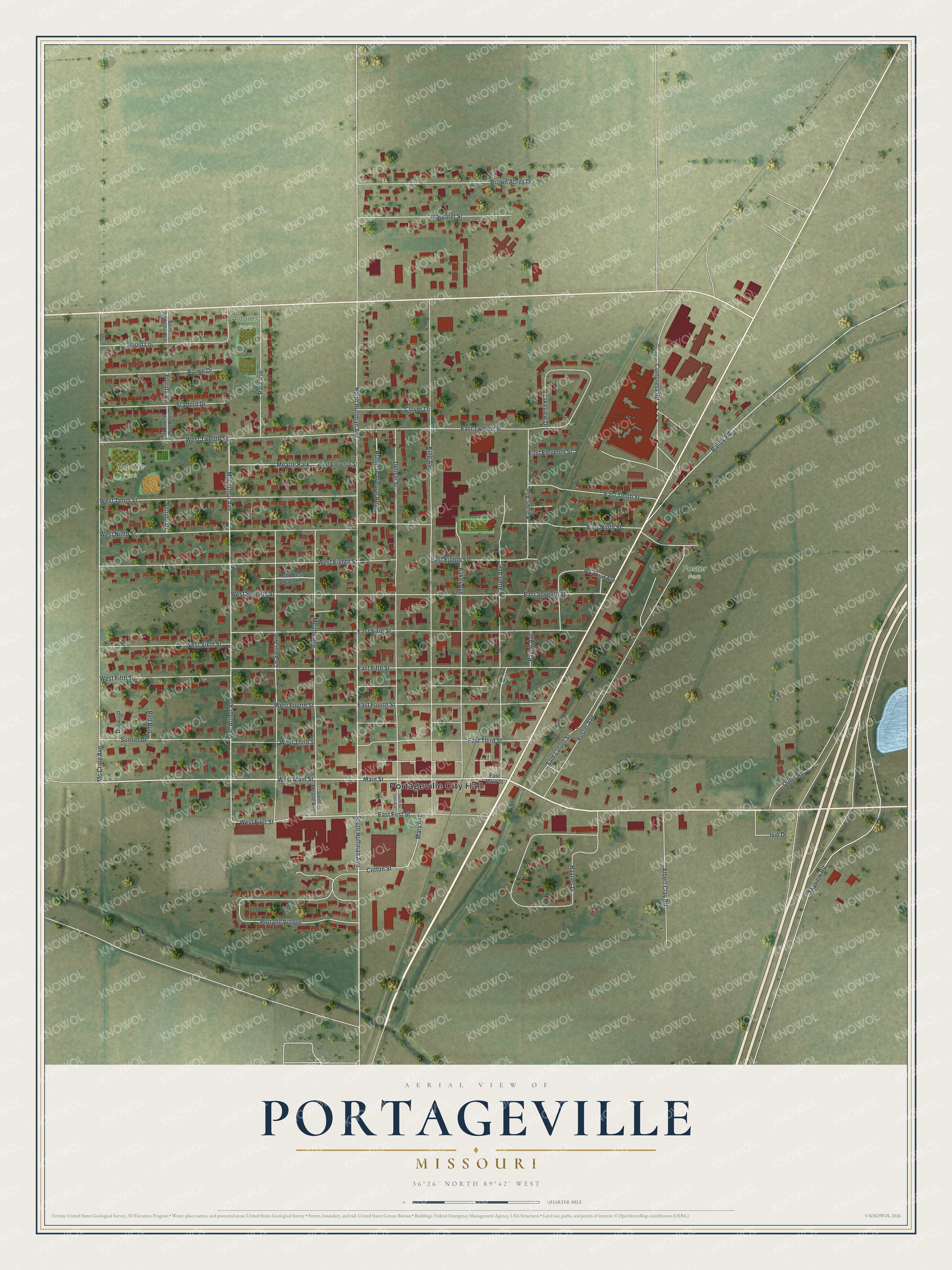Watermarked full-map preview of Portageville, Missouri