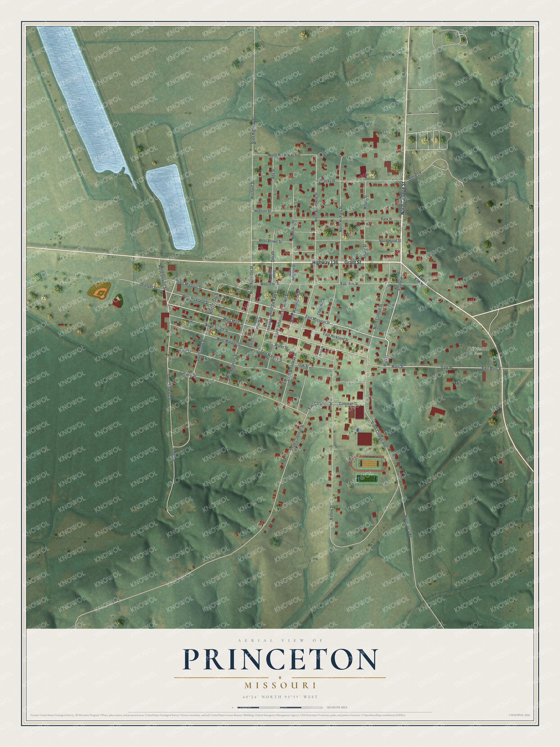 Watermarked full-map preview of Princeton, Missouri