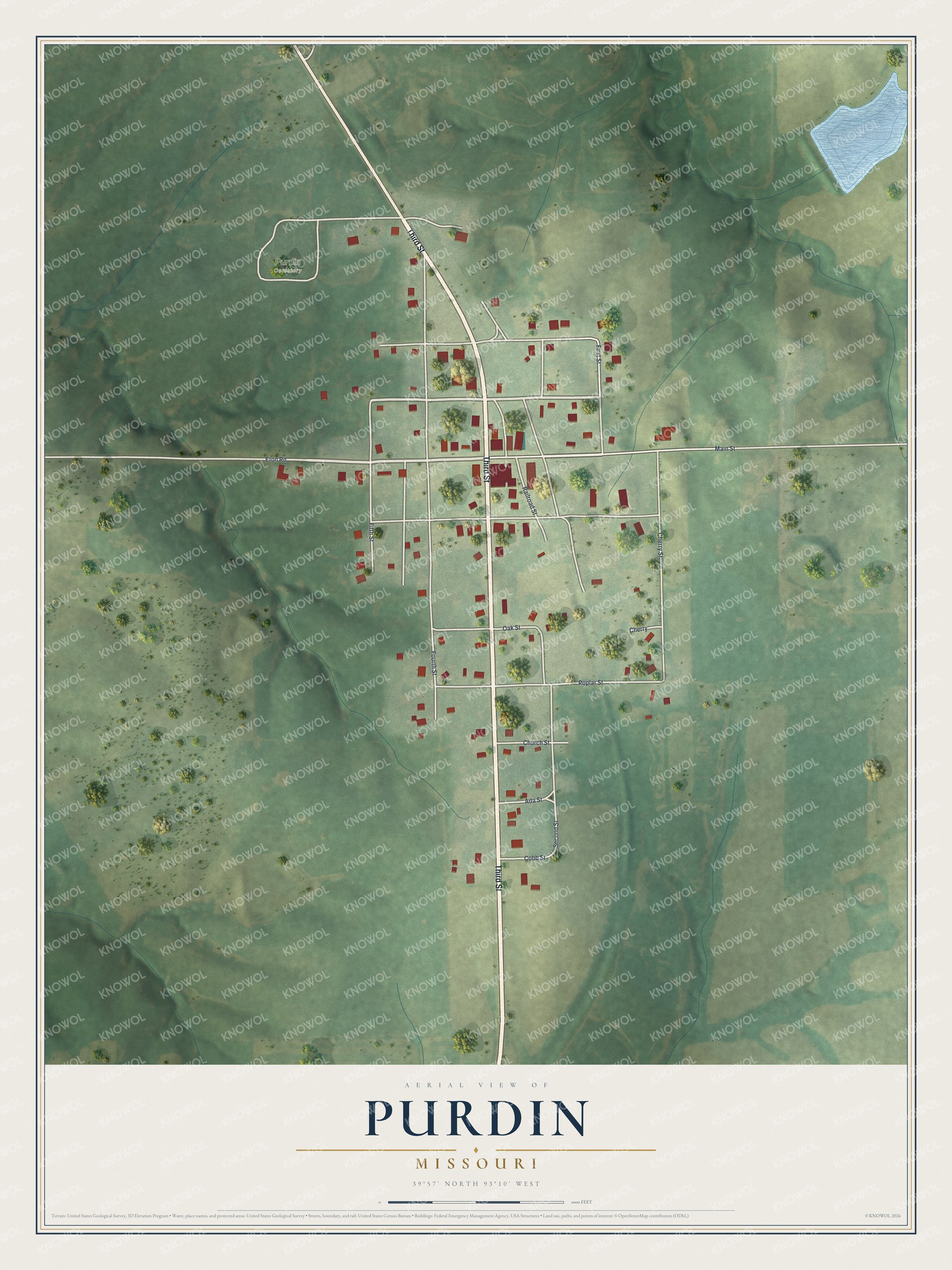 Watermarked full-map preview of Purdin, Missouri
