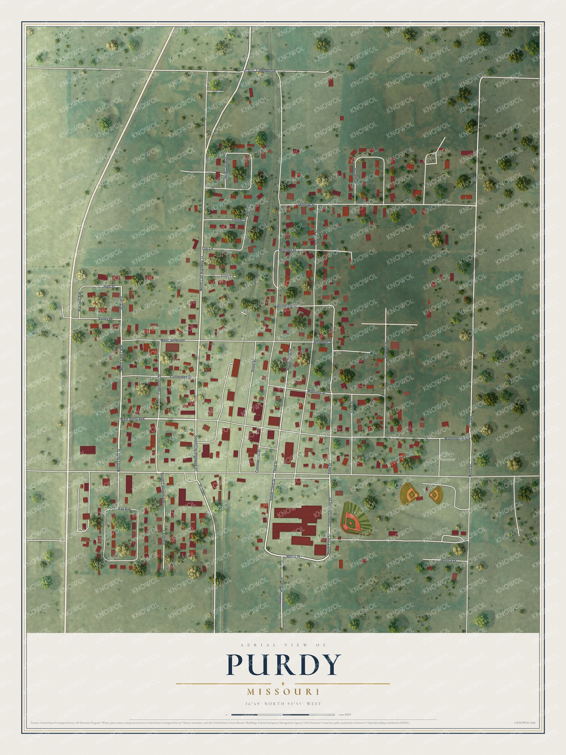 Watermarked full-map preview of Purdy, Missouri