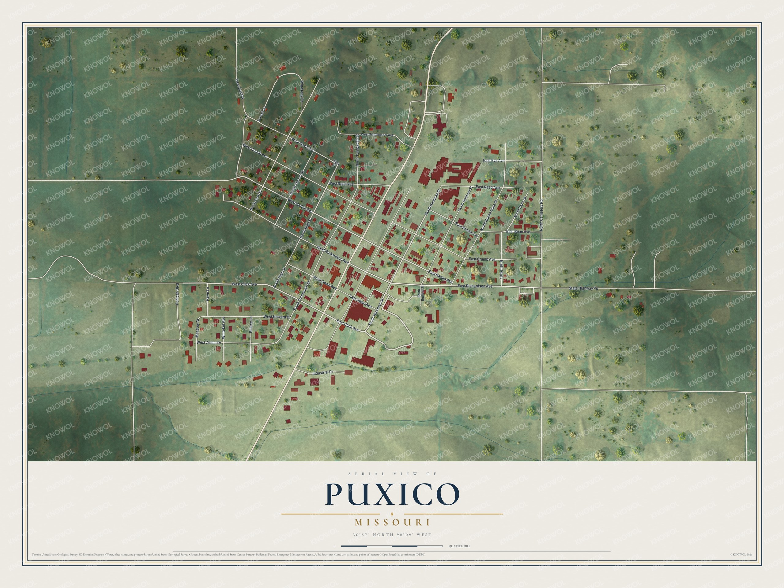 Watermarked full-map preview of Puxico, Missouri