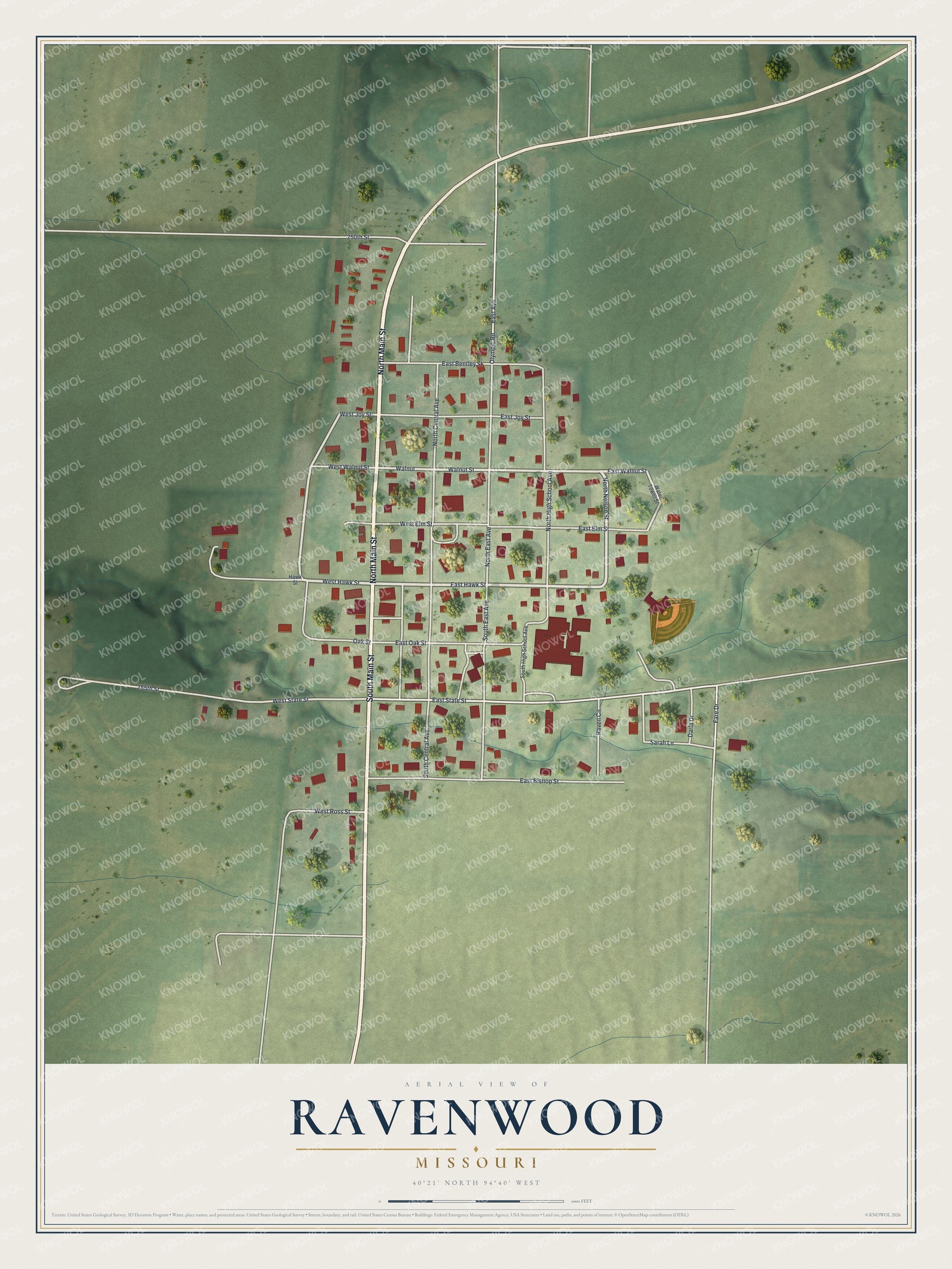 Watermarked full-map preview of Ravenwood, Missouri