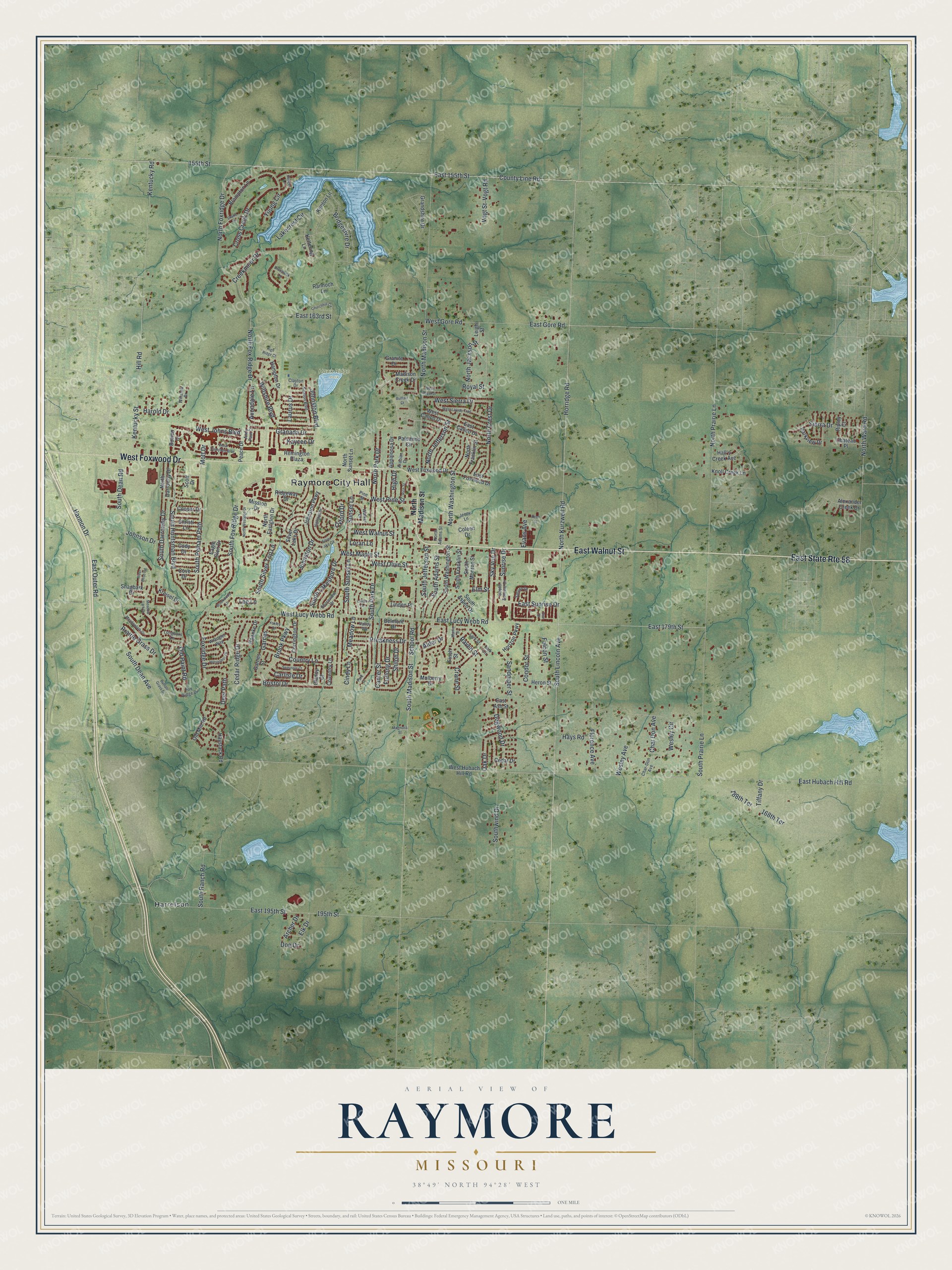 Watermarked full-map preview of Raymore, Missouri