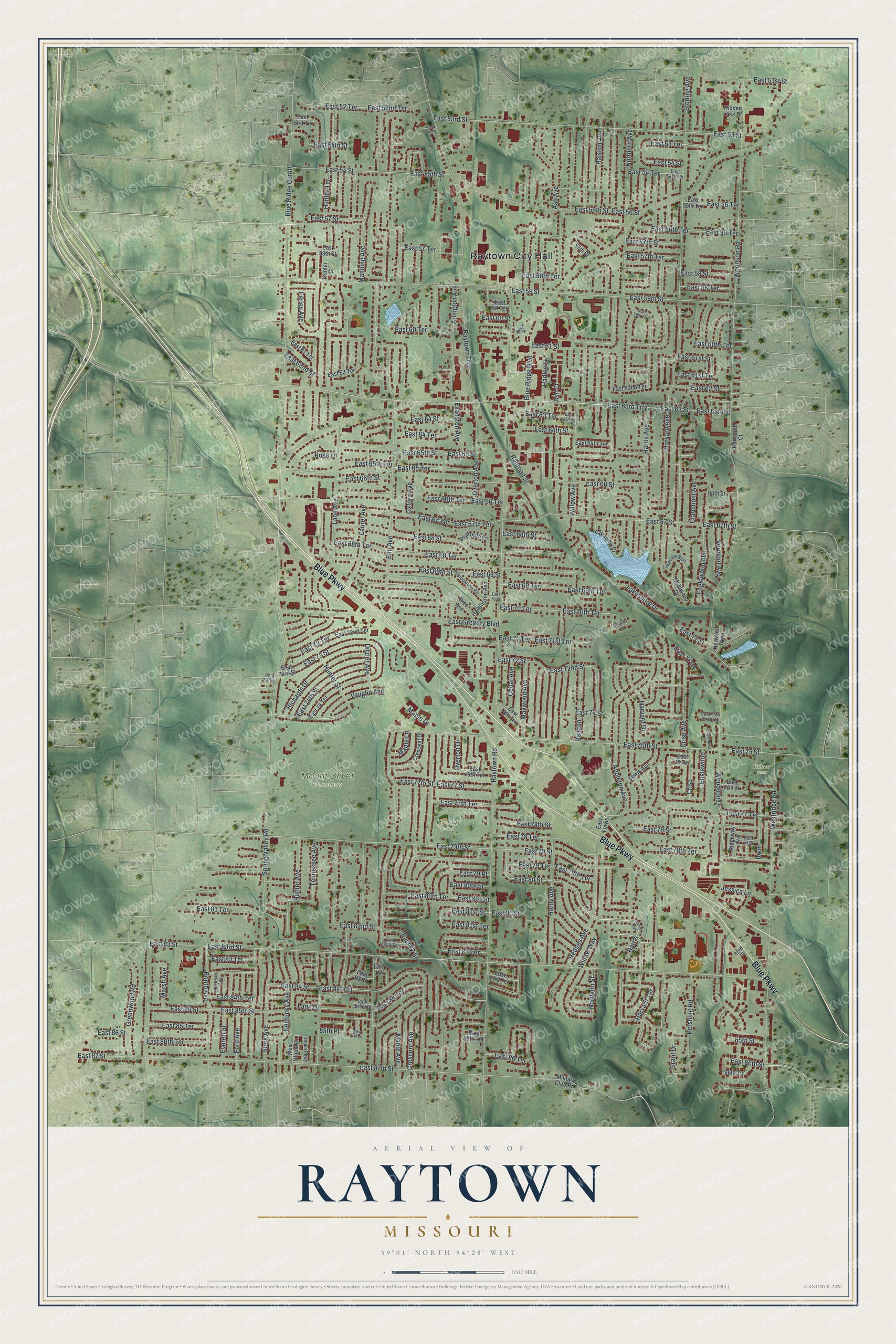 Watermarked full-map preview of Raytown, Missouri