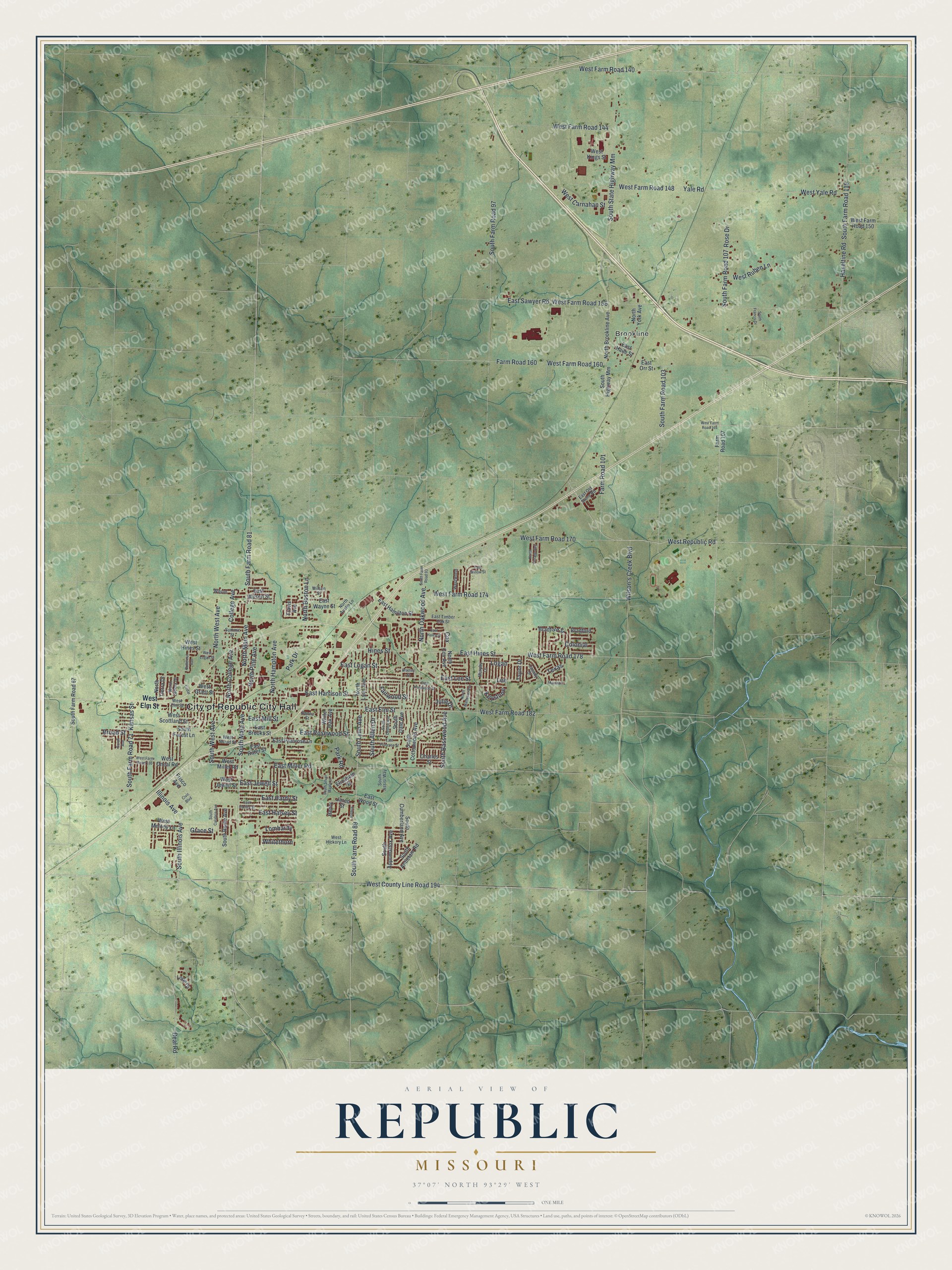 Watermarked full-map preview of Republic, Missouri