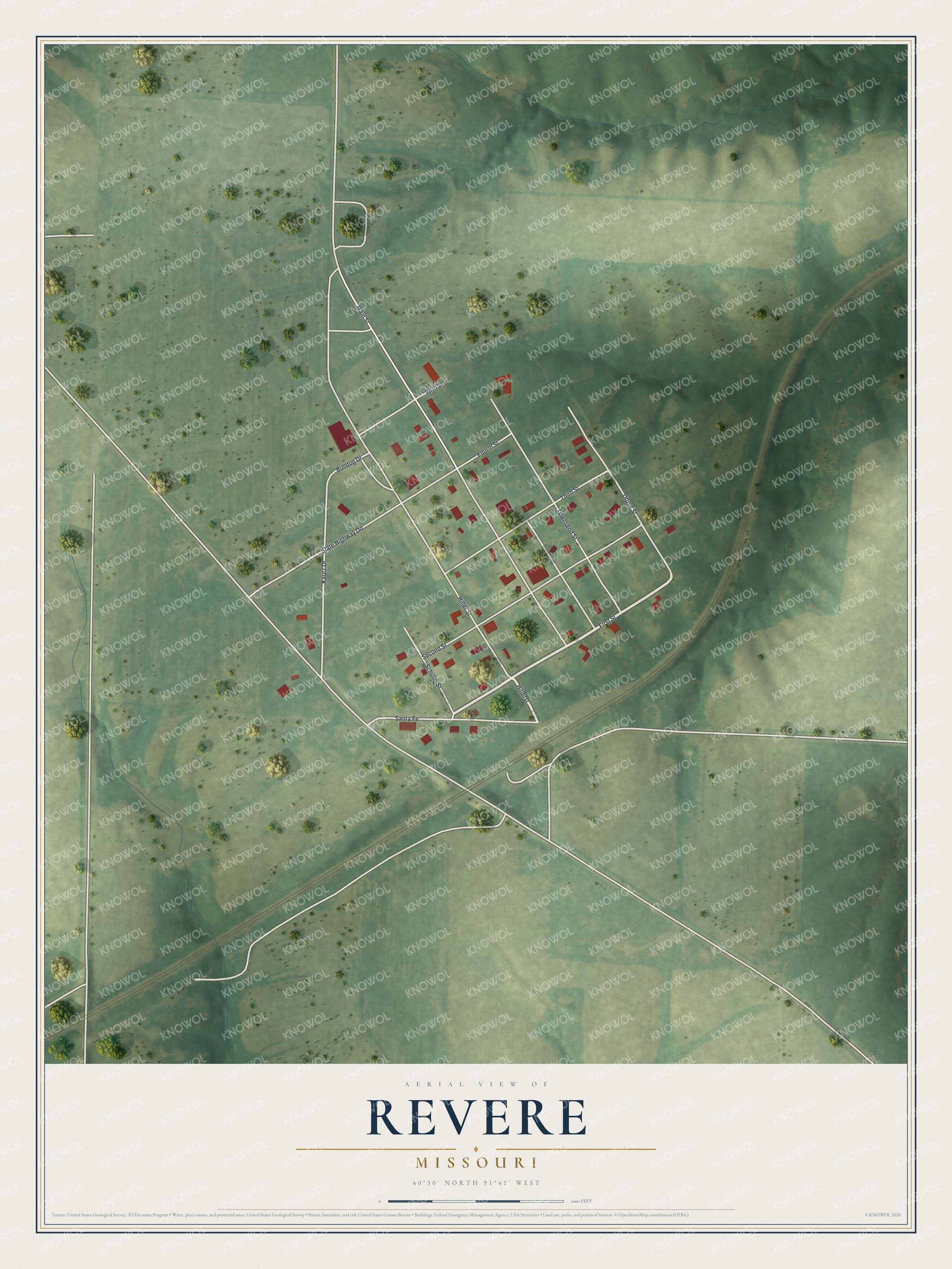 Watermarked full-map preview of Revere, Missouri