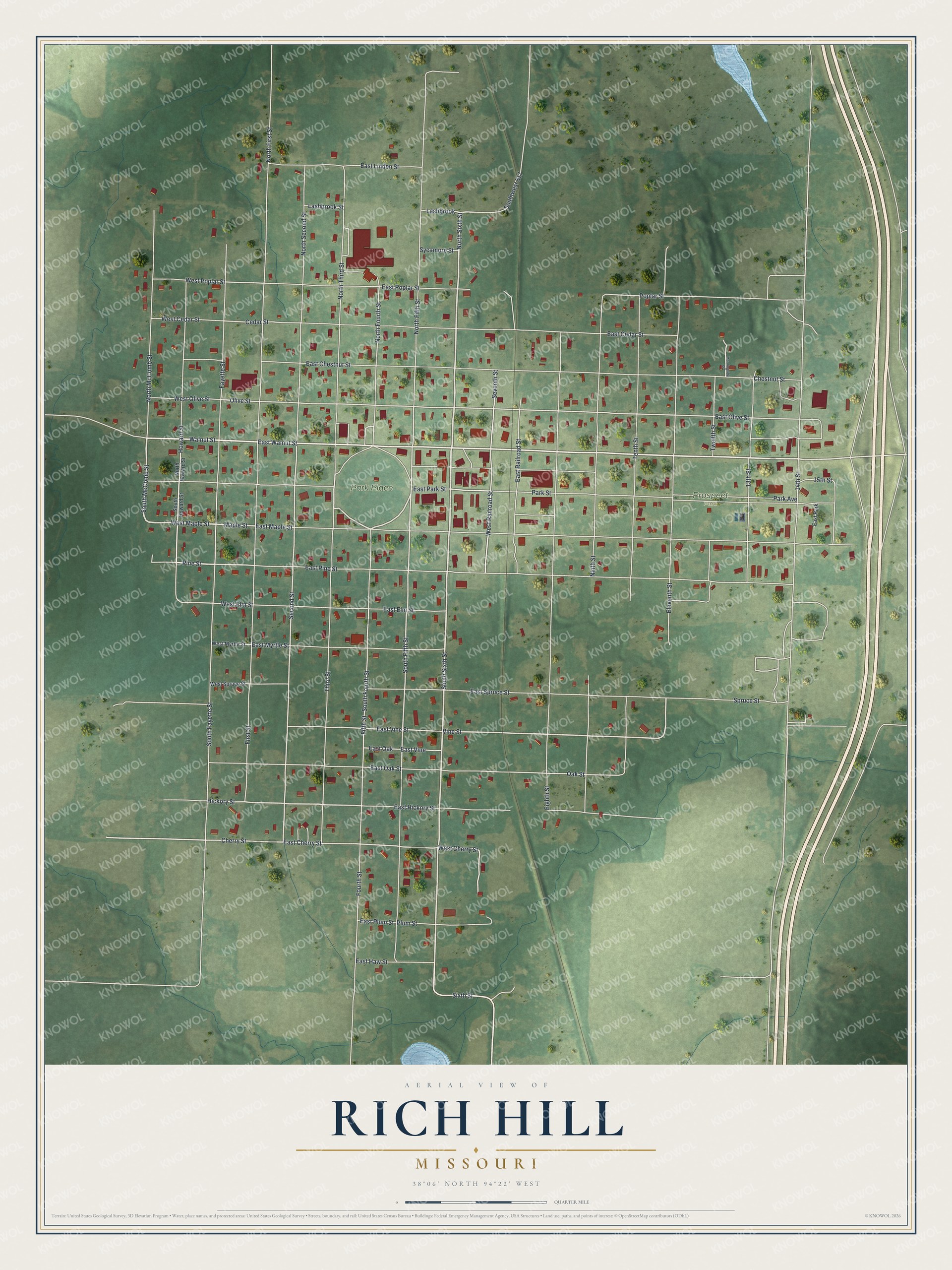 Watermarked full-map preview of Rich Hill, Missouri