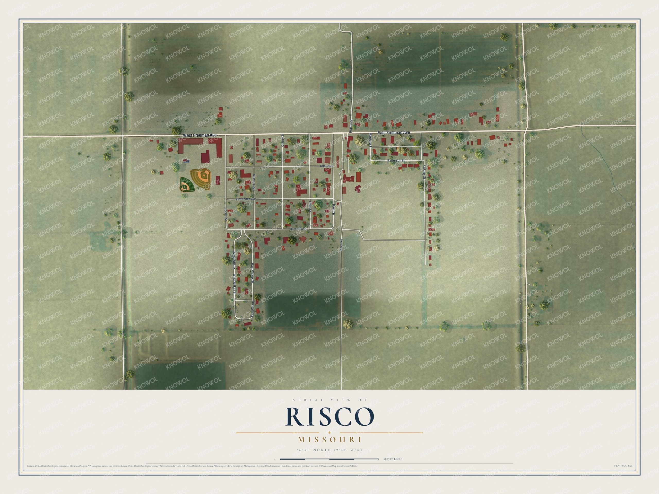 Watermarked full-map preview of Risco, Missouri