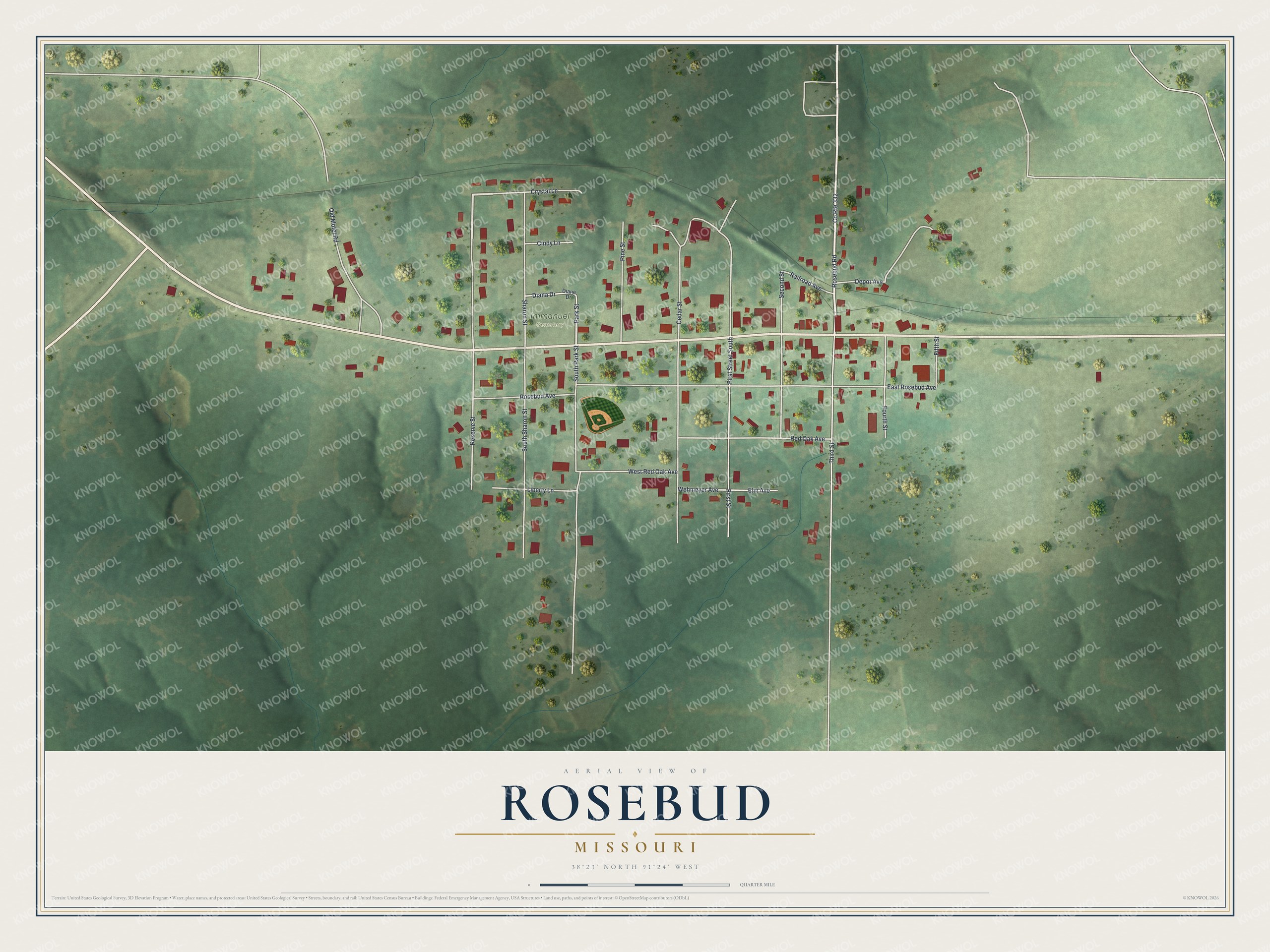 Watermarked full-map preview of Rosebud, Missouri