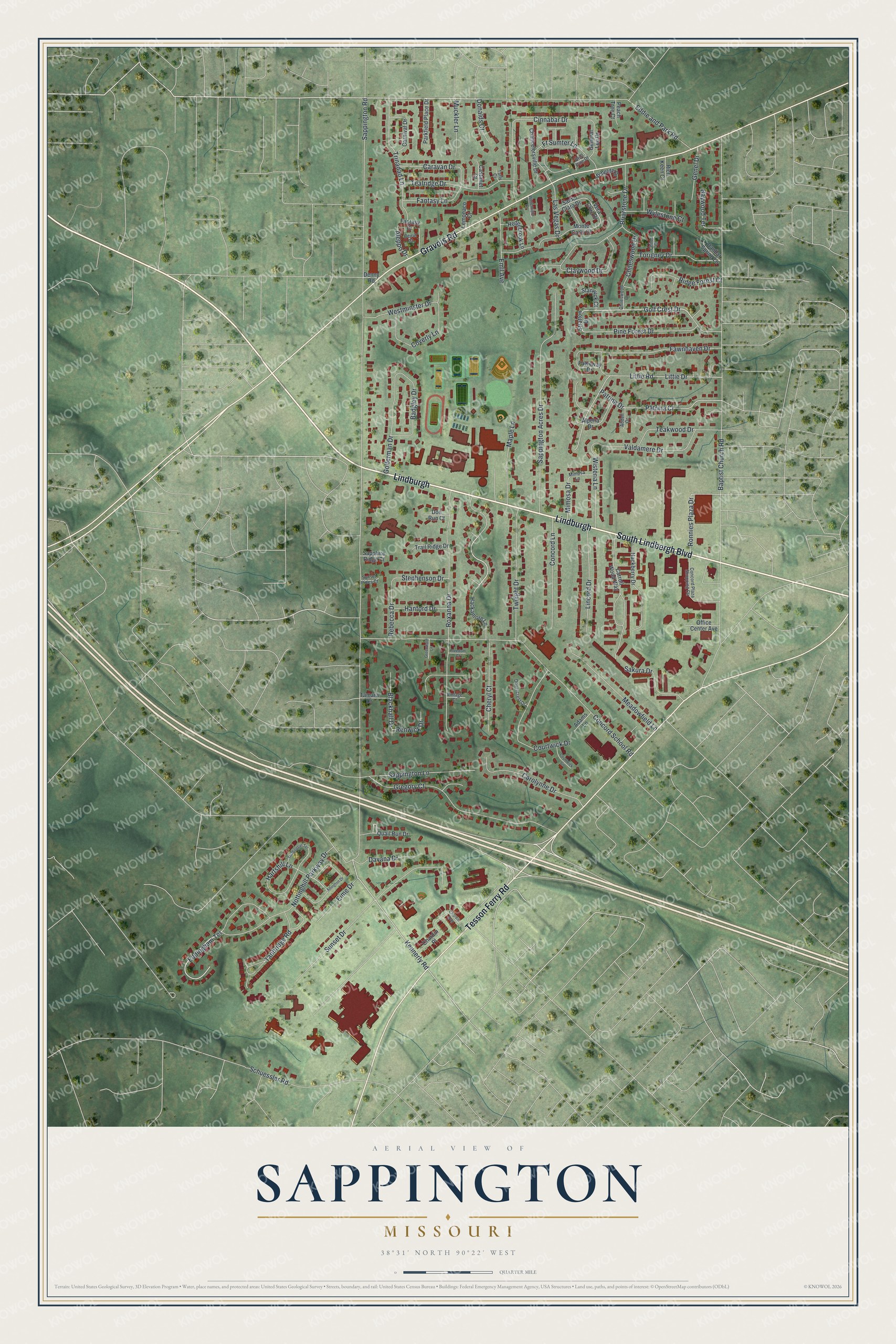 Watermarked full-map preview of Sappington, Missouri