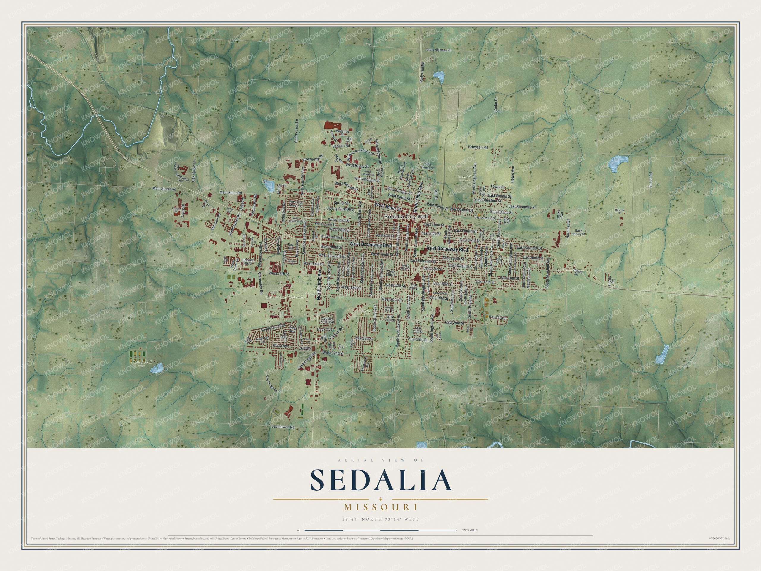 Watermarked full-map preview of Sedalia, Missouri