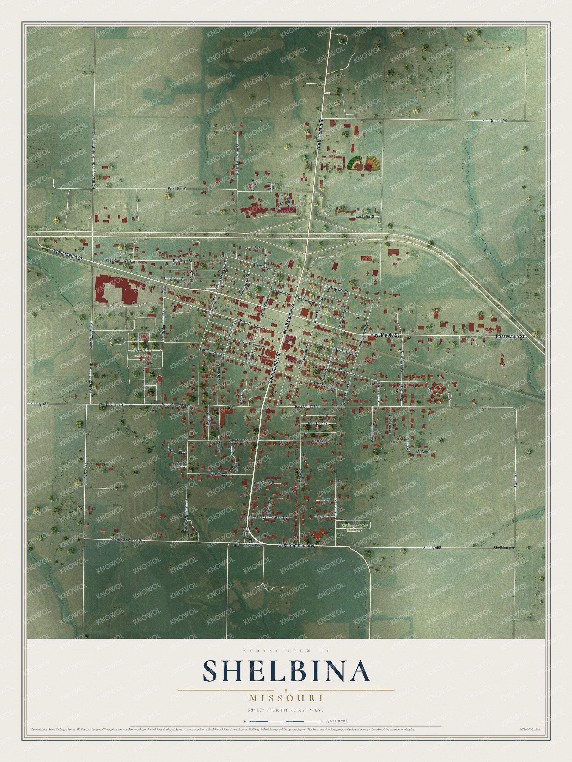Watermarked full-map preview of Shelbina, Missouri