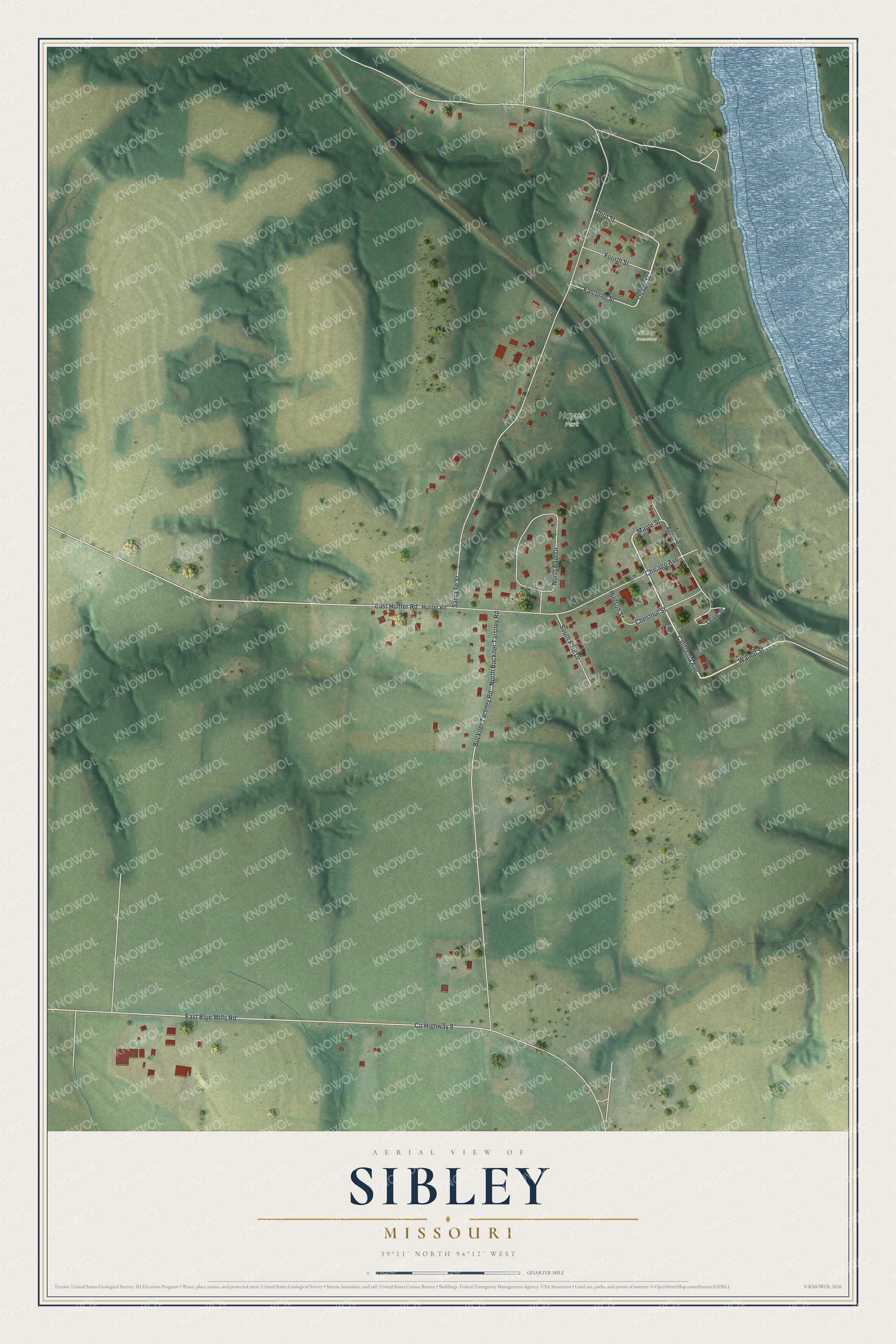 Watermarked full-map preview of Sibley, Missouri