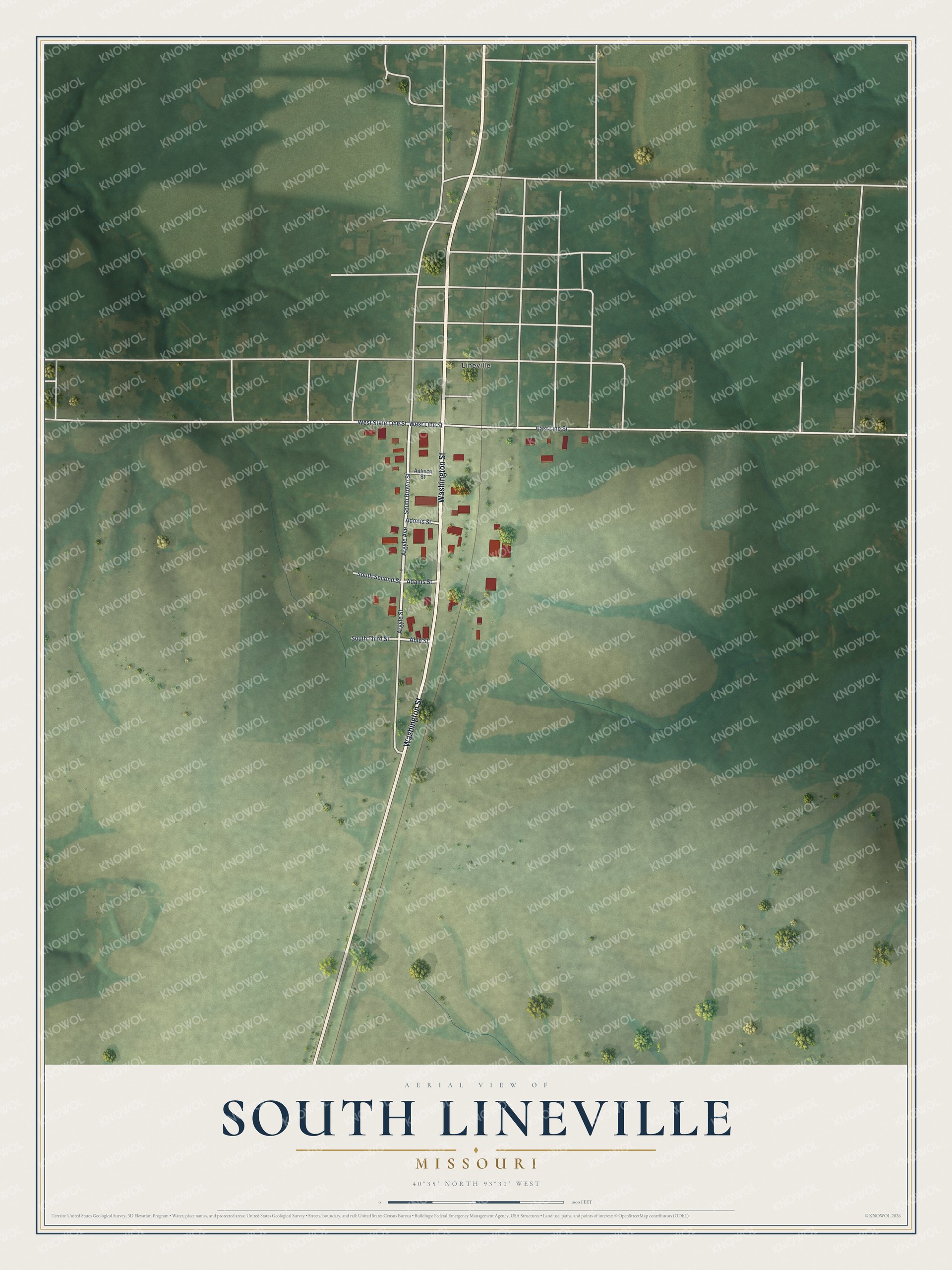 Watermarked full-map preview of South Lineville, Missouri