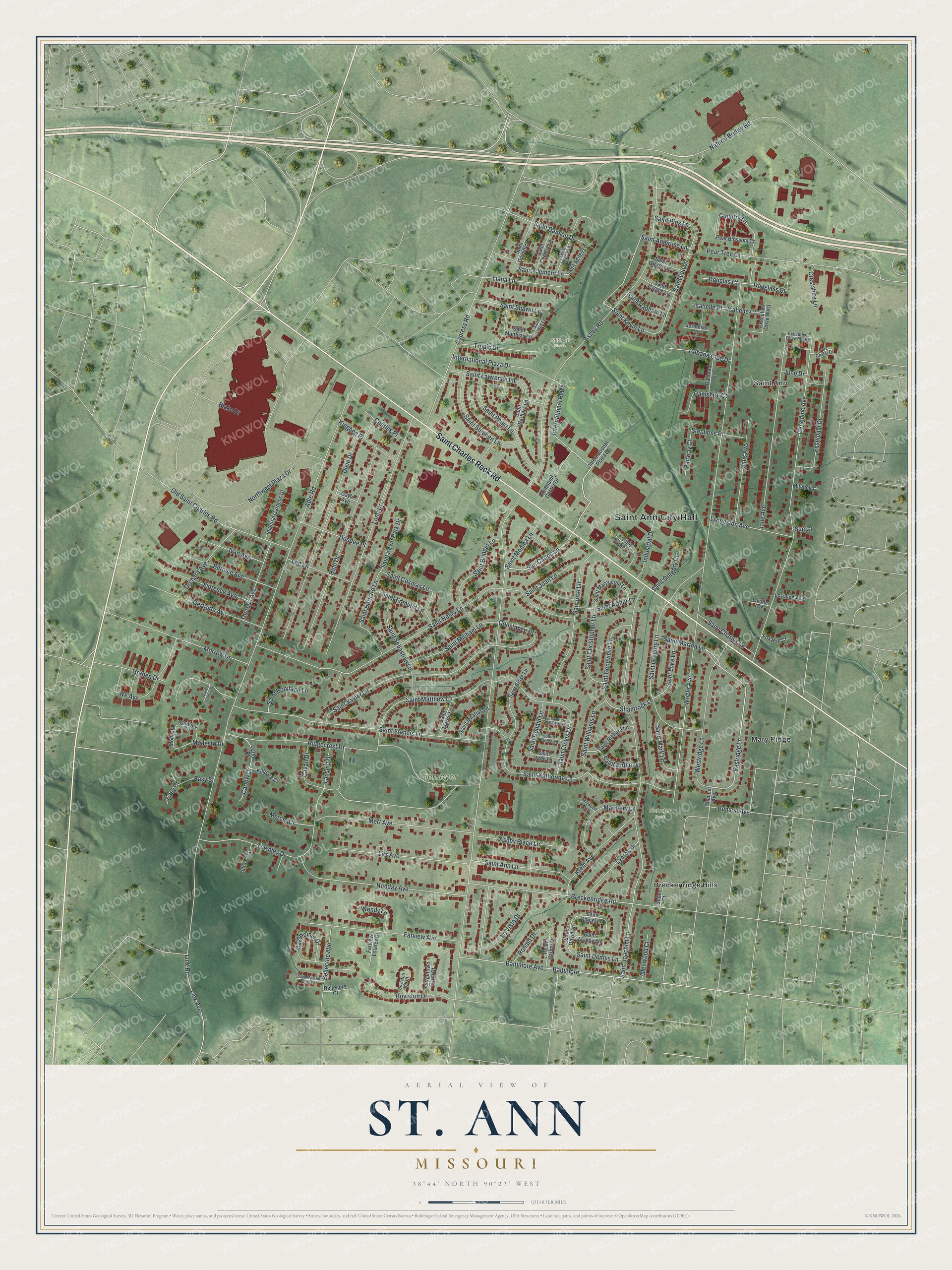 Watermarked full-map preview of St. Ann, Missouri