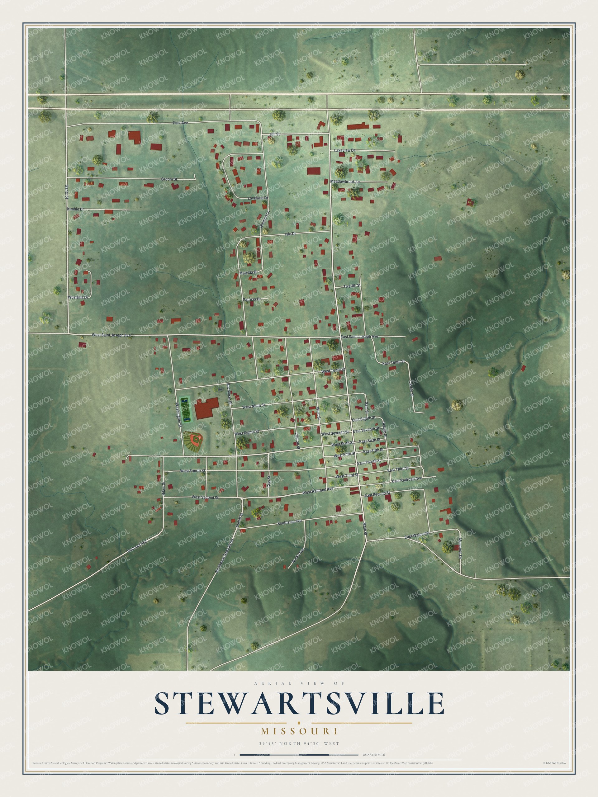 Watermarked full-map preview of Stewartsville, Missouri