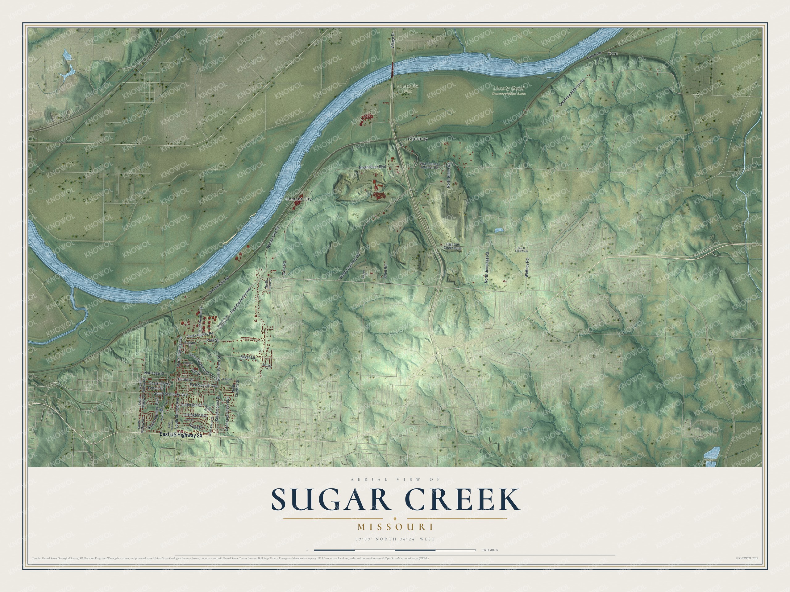 Watermarked full-map preview of Sugar Creek, Missouri