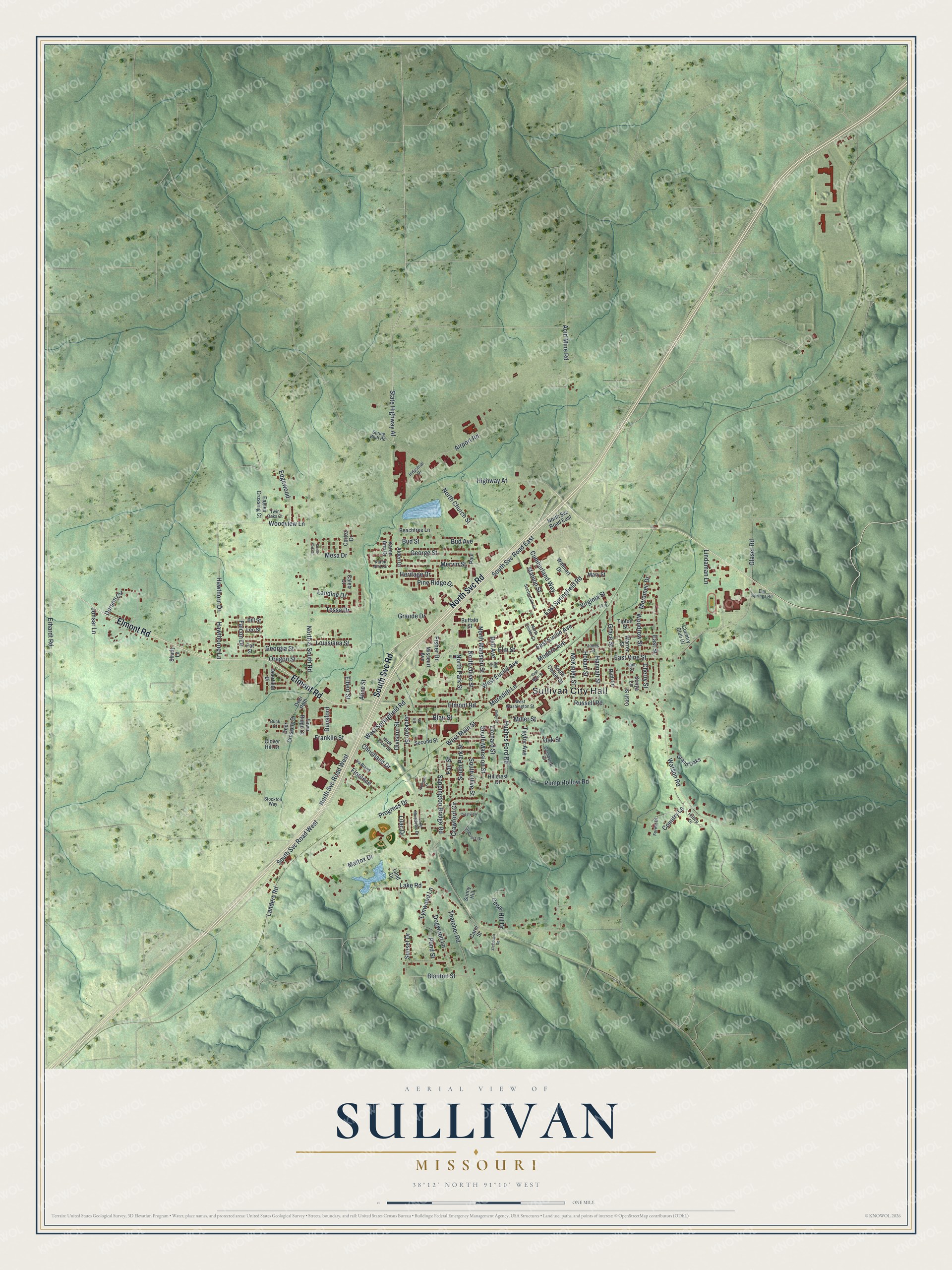 Watermarked full-map preview of Sullivan, Missouri