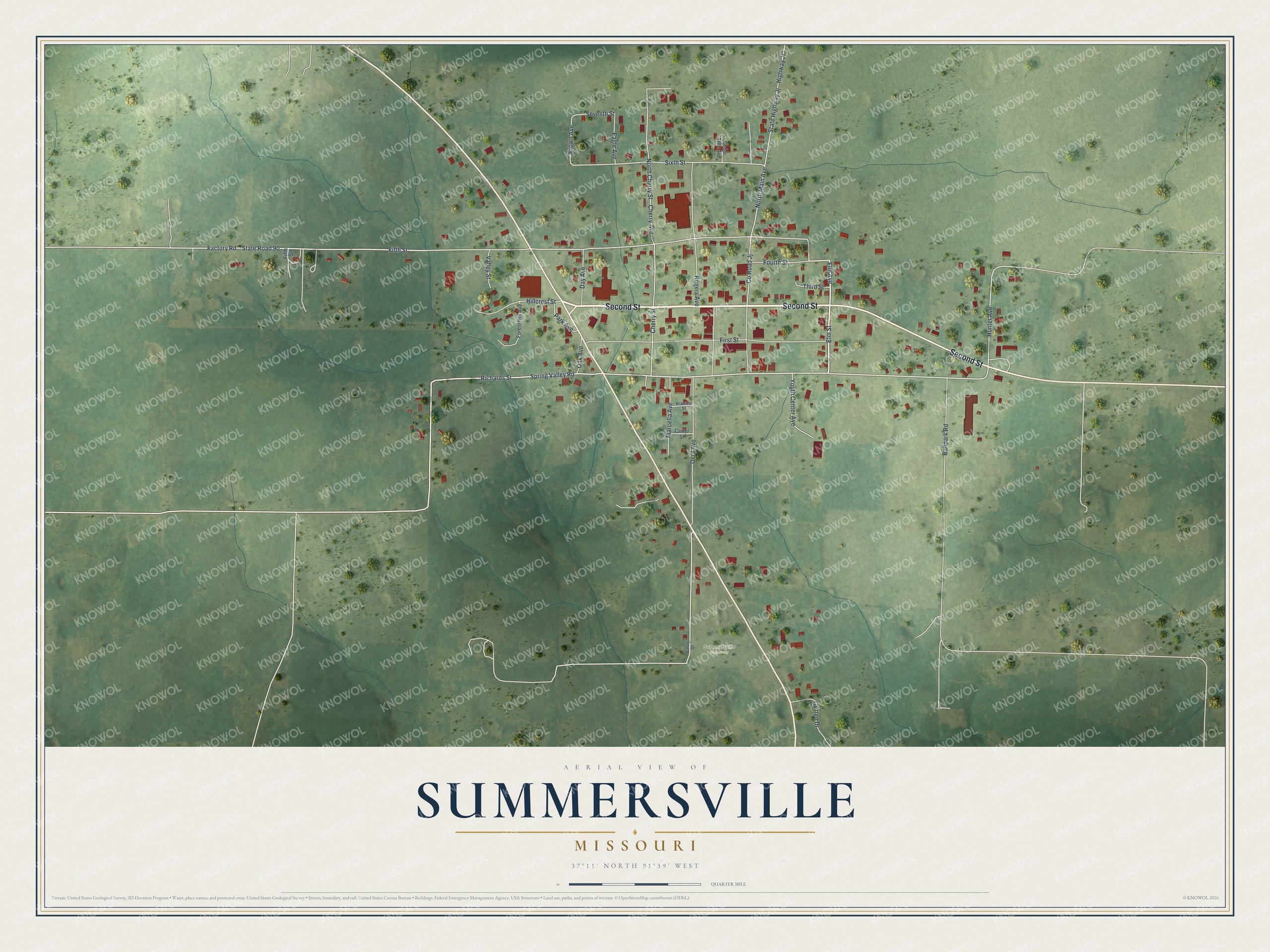 Watermarked full-map preview of Summersville, Missouri