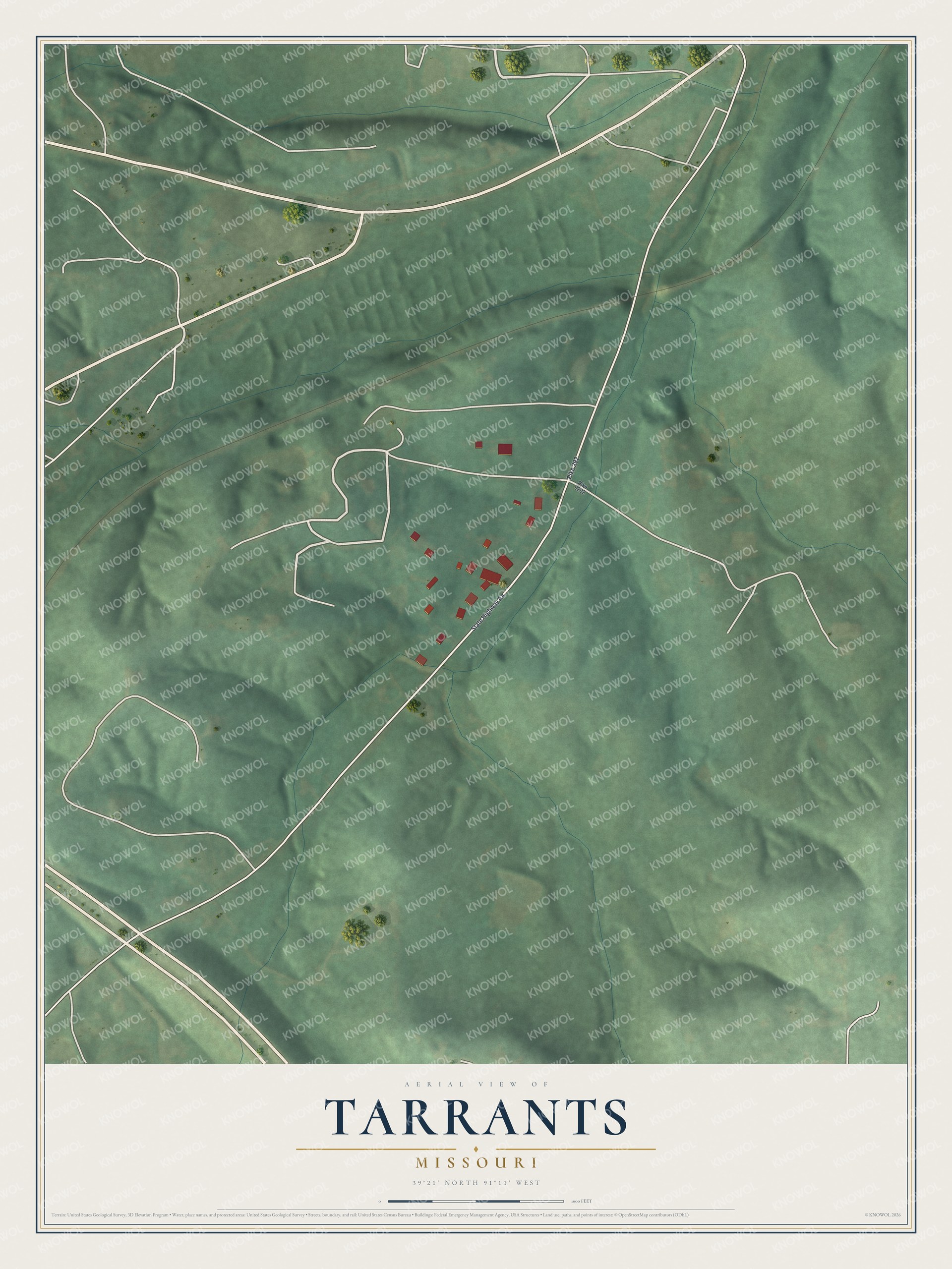 Watermarked full-map preview of Tarrants, Missouri