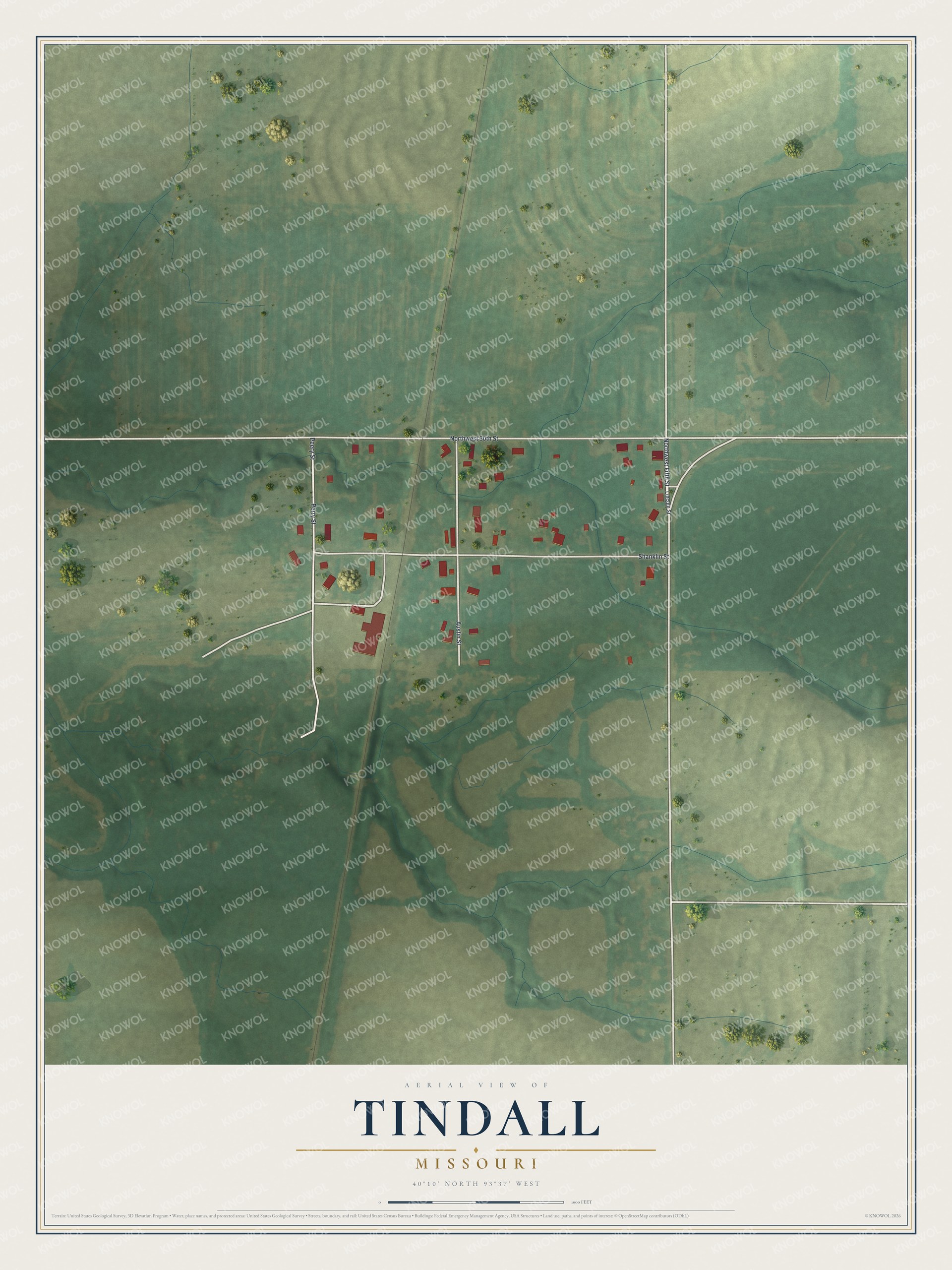 Watermarked full-map preview of Tindall, Missouri