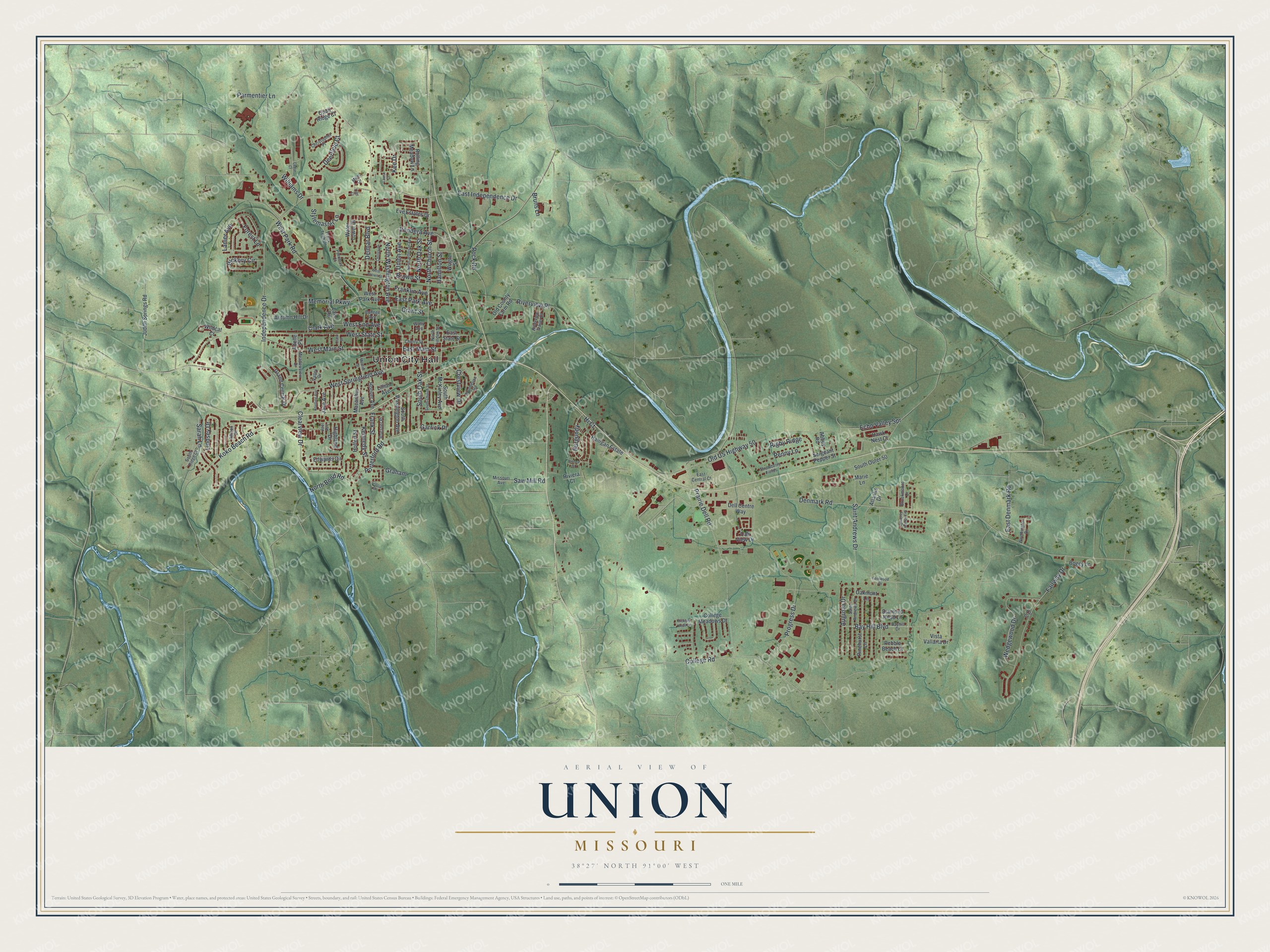 Watermarked full-map preview of Union, Missouri