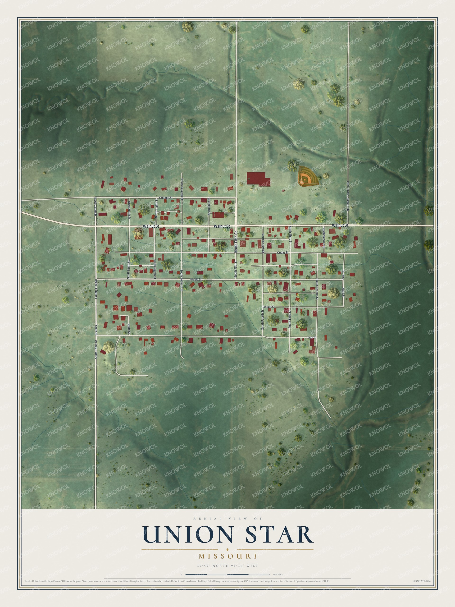 Watermarked full-map preview of Union Star, Missouri