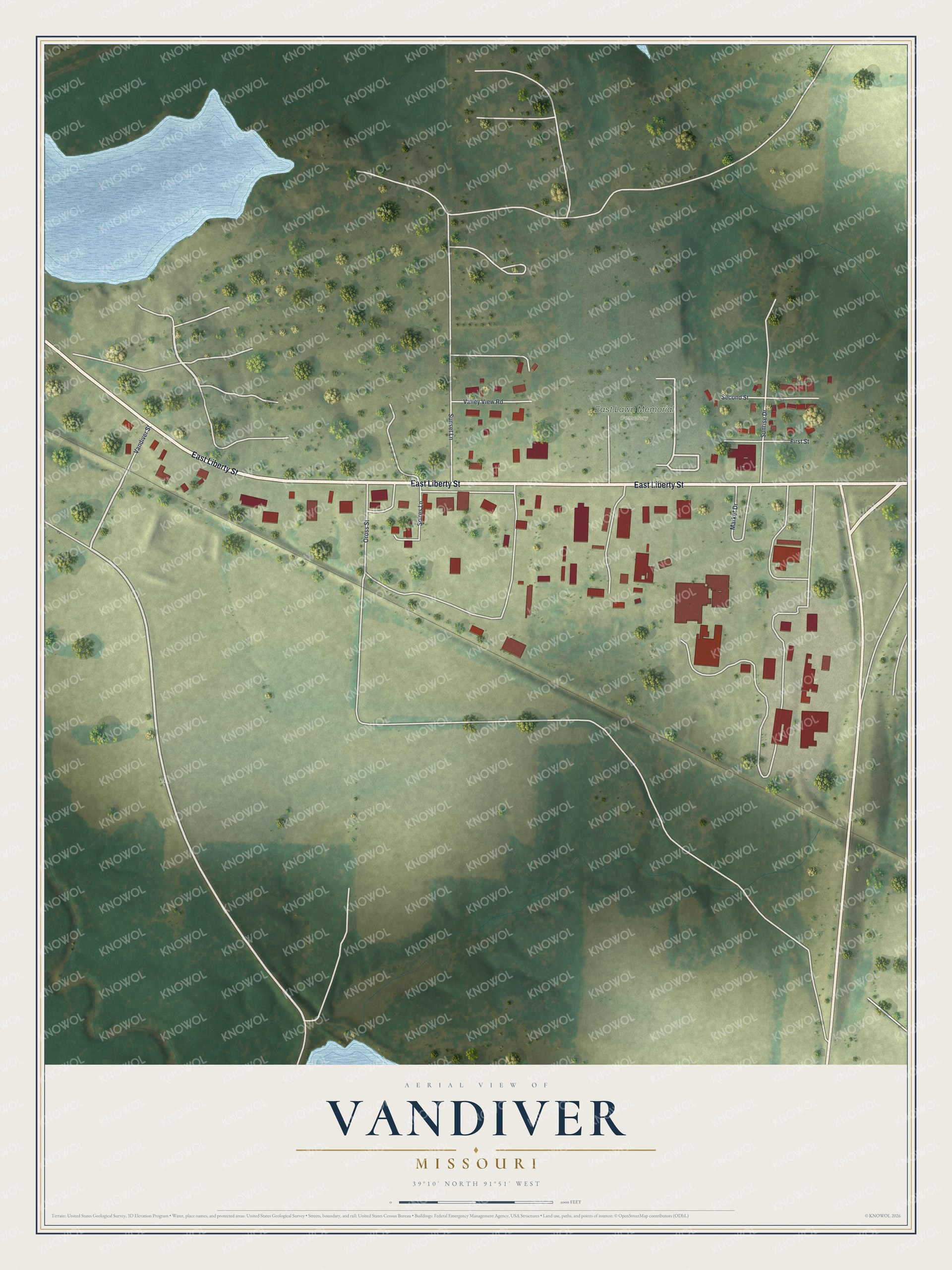 Watermarked full-map preview of Vandiver, Missouri