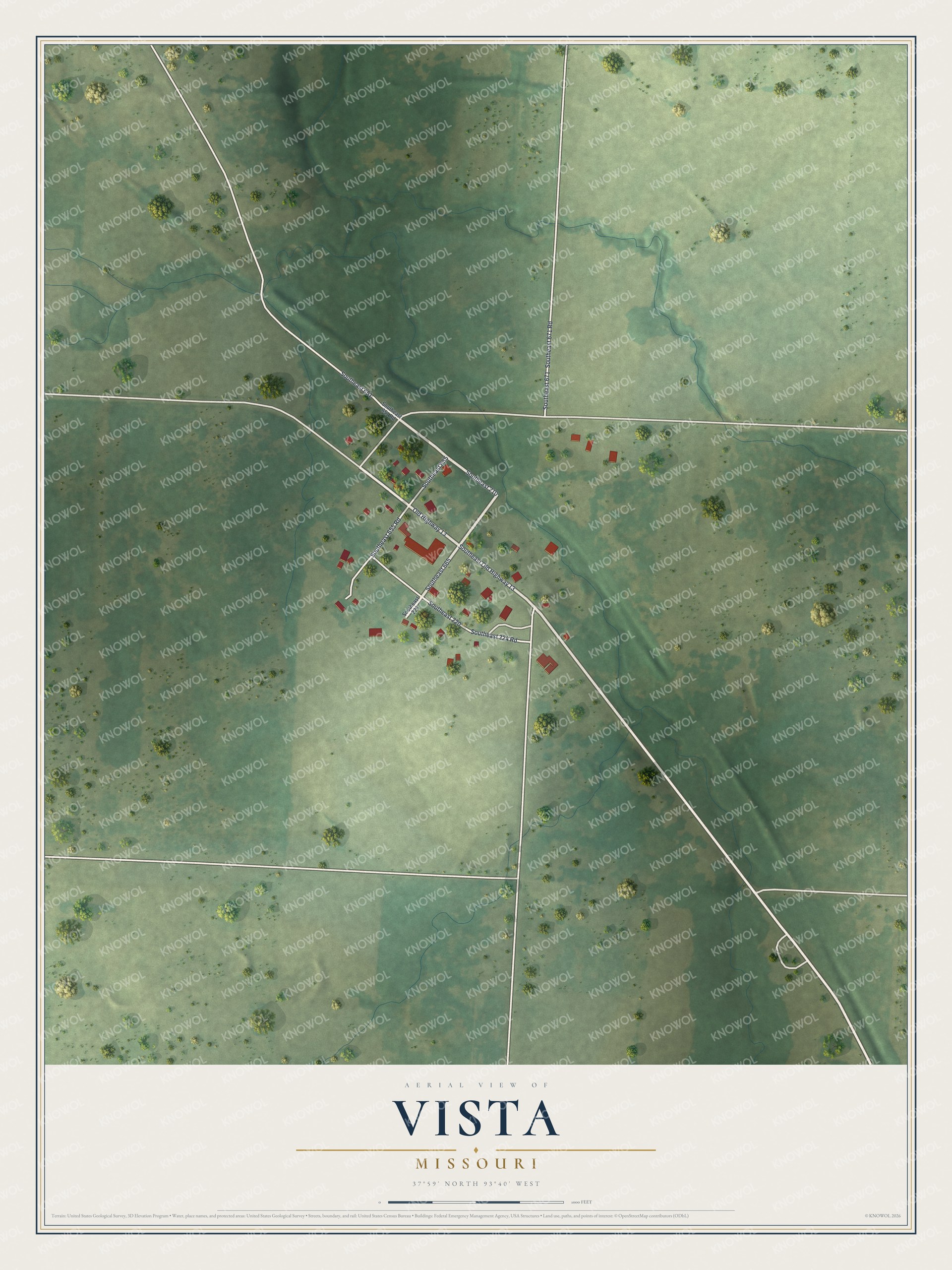 Watermarked full-map preview of Vista, Missouri
